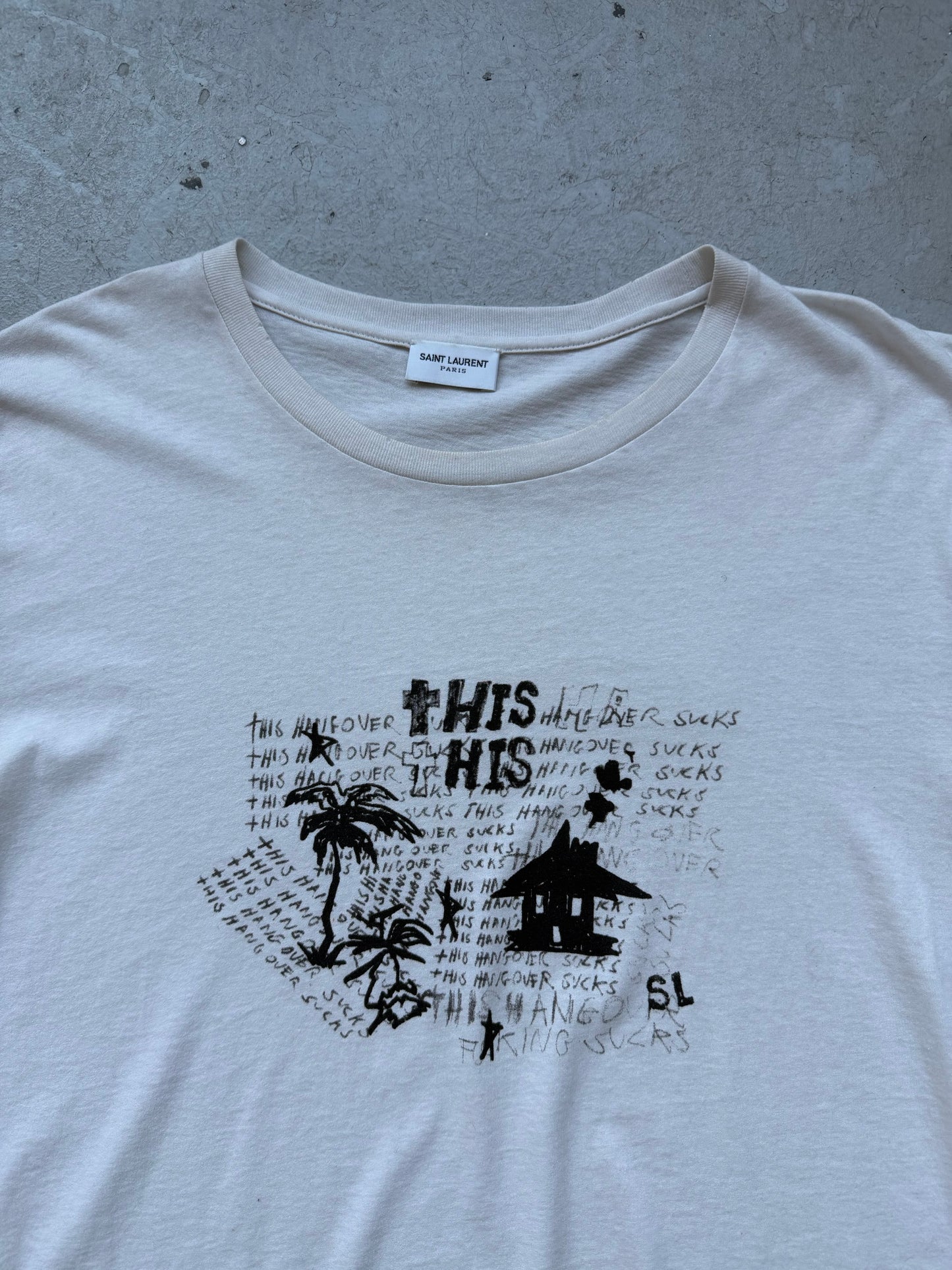 Saint Laurent Paris Hangover Scribble Short Sleeve (XL)