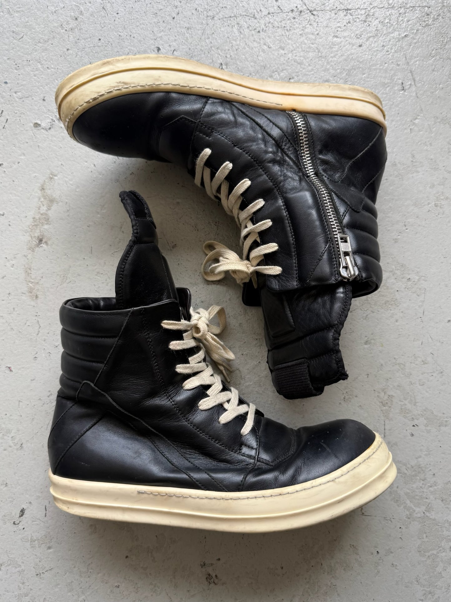 Rick Owens DRKSHDW Black Leather Geobasket (43.5)