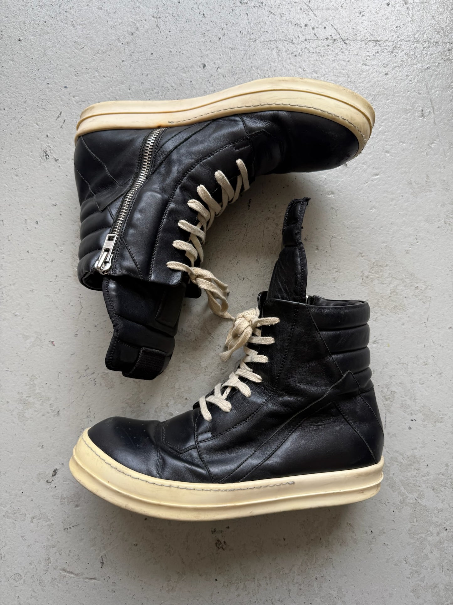 Rick Owens DRKSHDW Black Leather Geobasket (43.5)