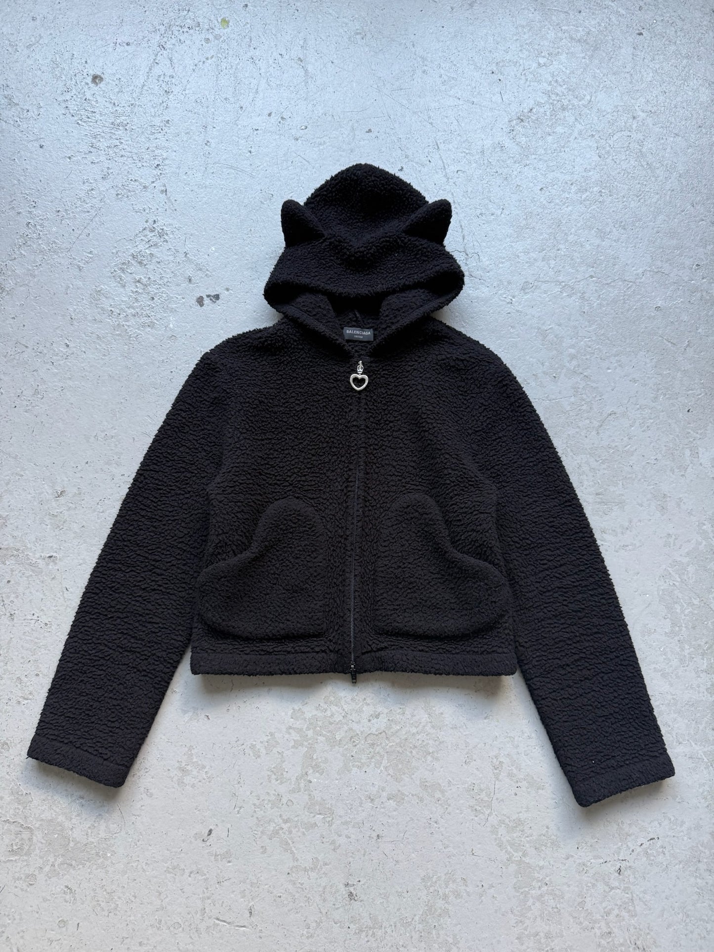 Balenciaga Softwear Heart Zip Up Fleece Hoodie (S)