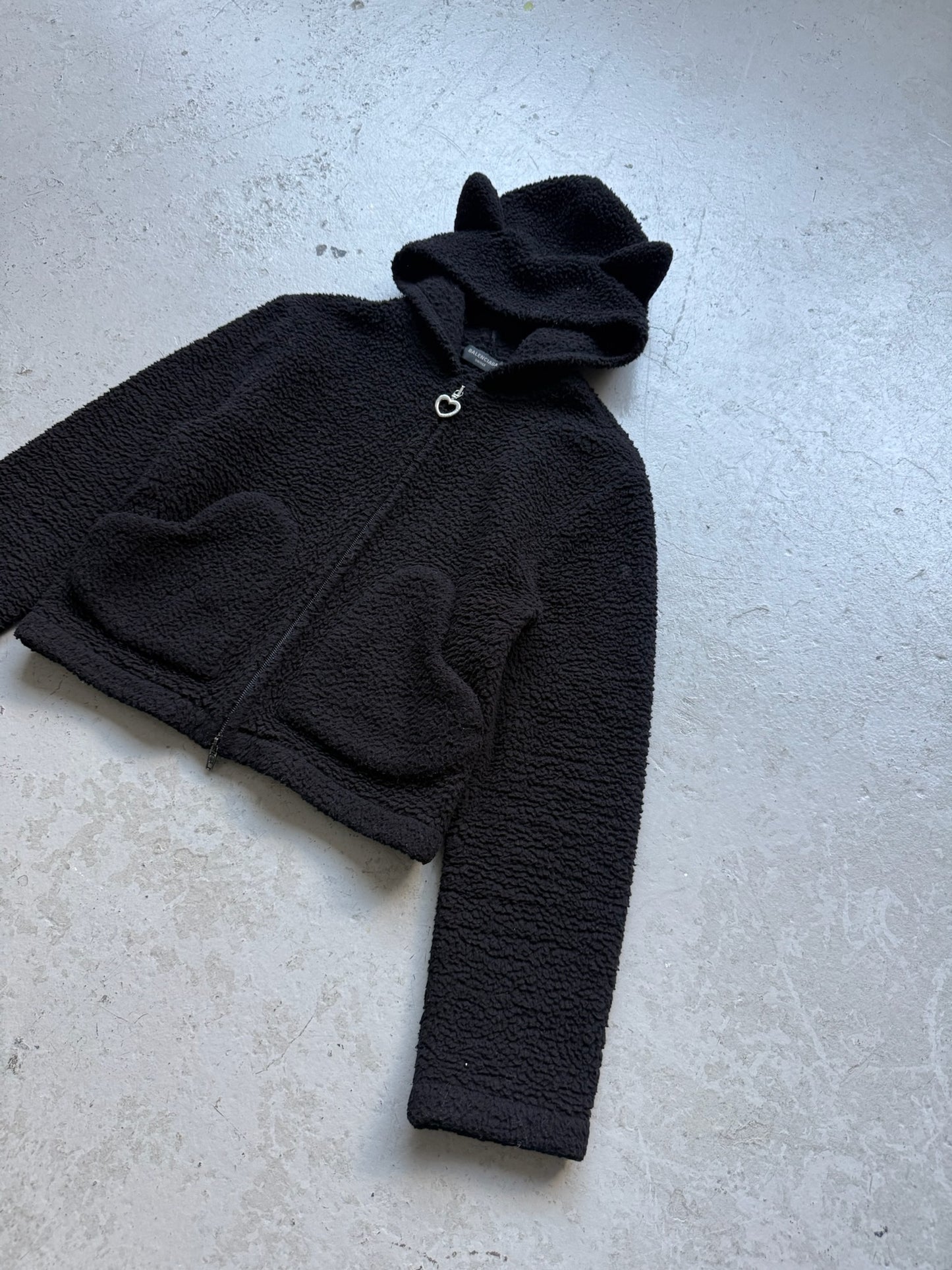Balenciaga Softwear Heart Zip Up Fleece Hoodie (S)