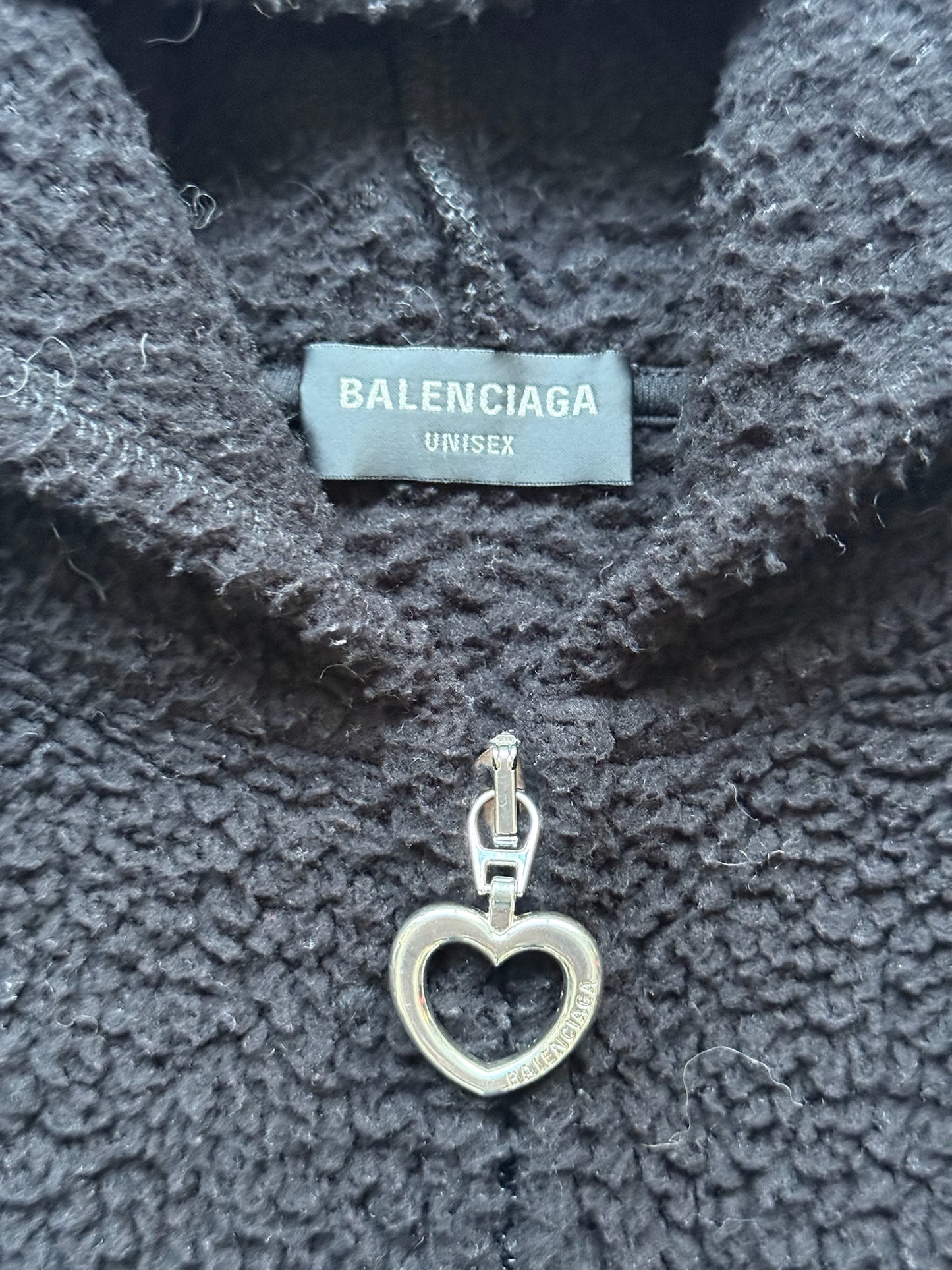 Balenciaga Softwear Heart Zip Up Fleece Hoodie (S)