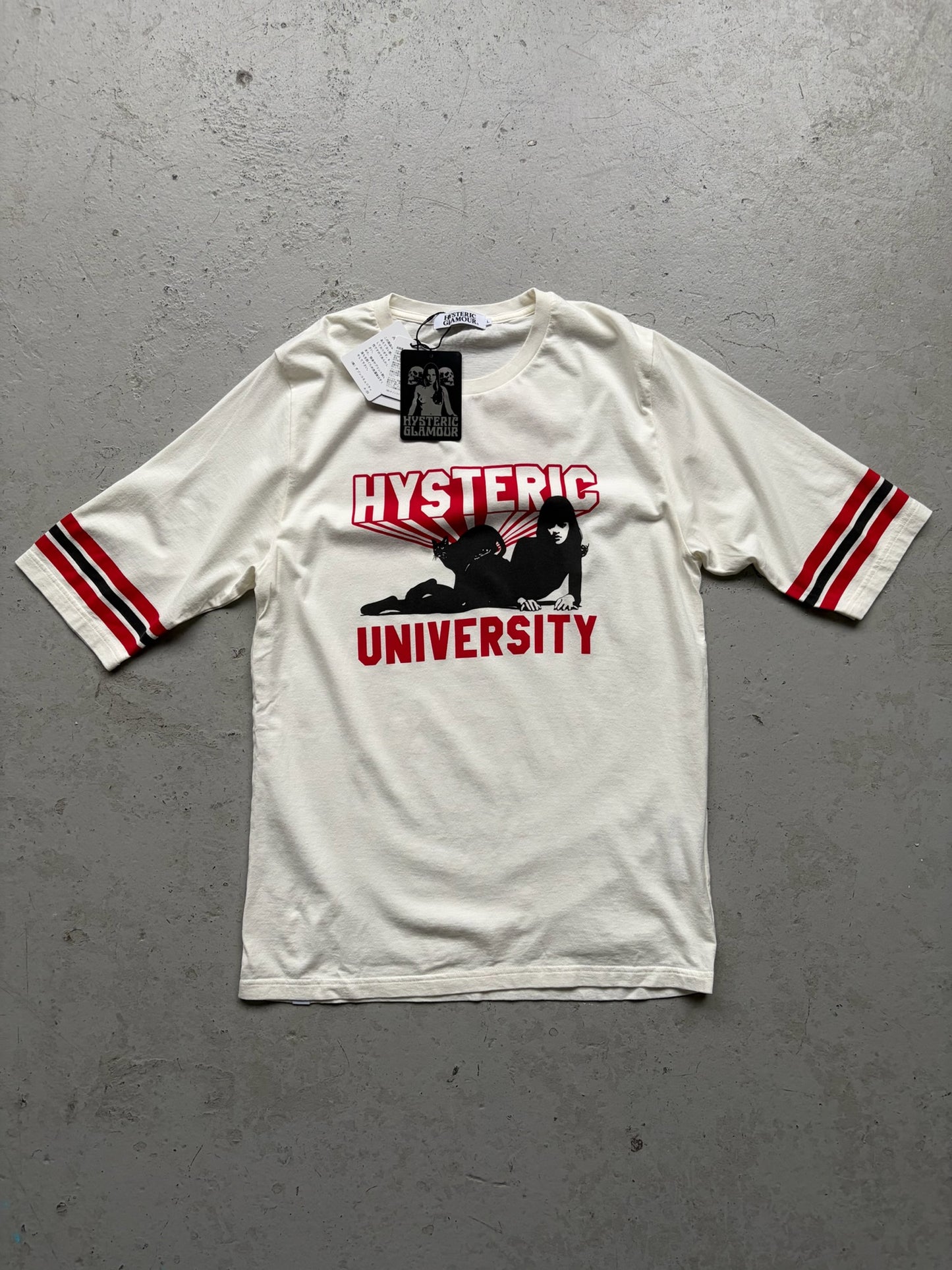Hysteric Glamour University White Graphic Short Sleeve Shirt (L)