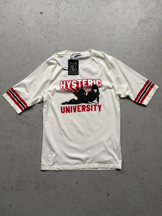 Hysteric Glamour University White Graphic Short Sleeve Shirt (L)