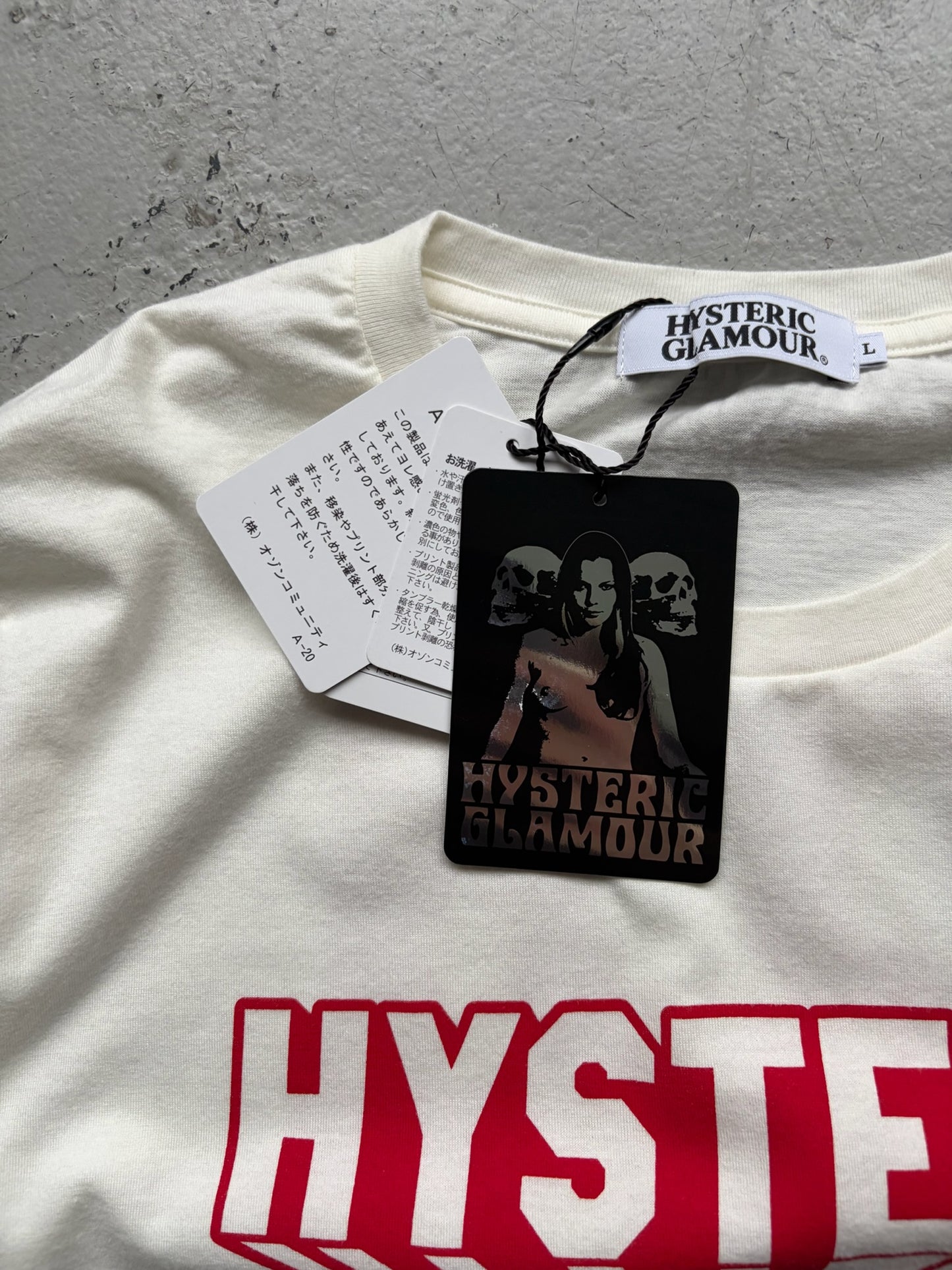 Hysteric Glamour University White Graphic Short Sleeve Shirt (L)
