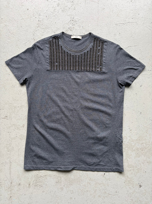 Prada 2009 Studded Grey Short Sleeve Shirt (L)