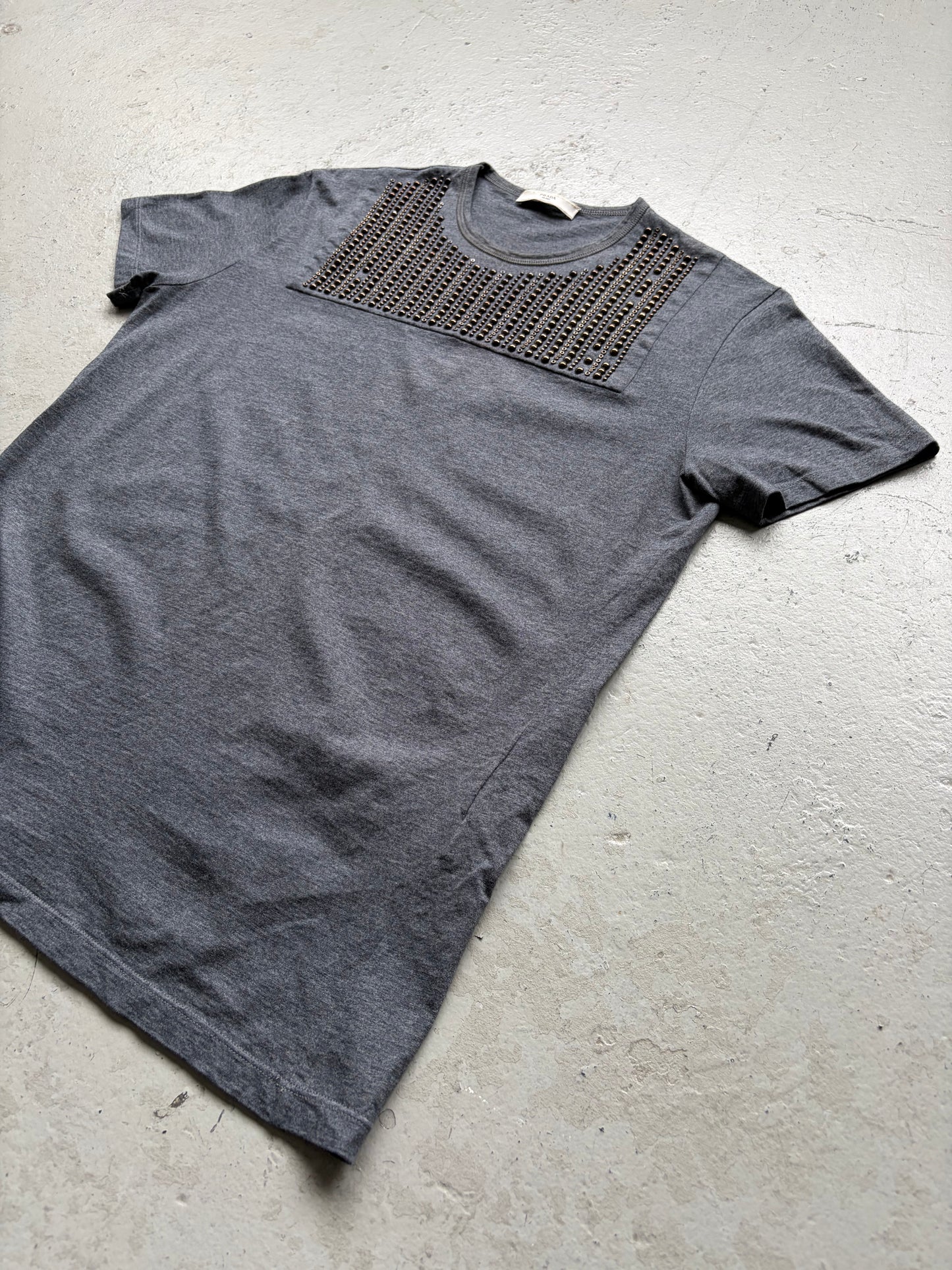 Prada 2009 Studded Grey Short Sleeve Shirt (L)