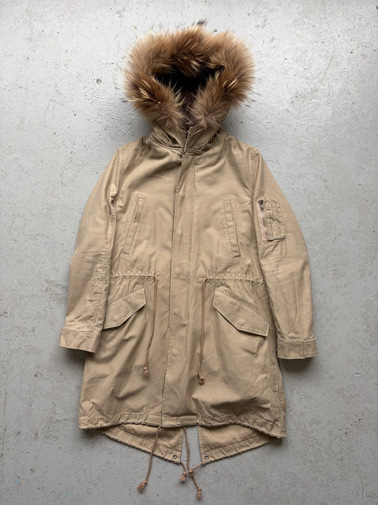 Discovered Tan Fishtail Fur Hooded Parka (2)
