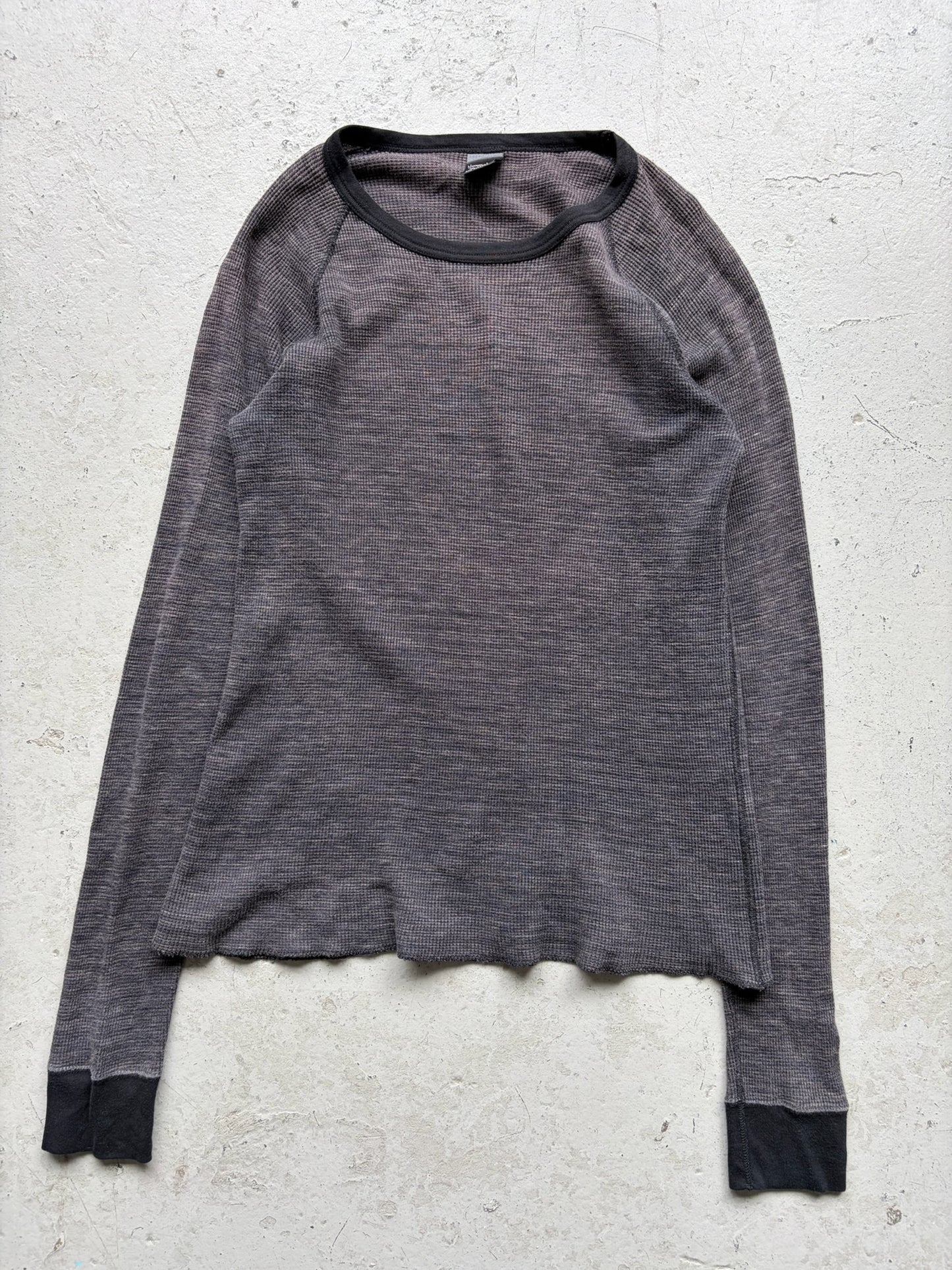 Number (N)ine Static Grey Unhemmed Waffle Long Sleeve Shirt (4)