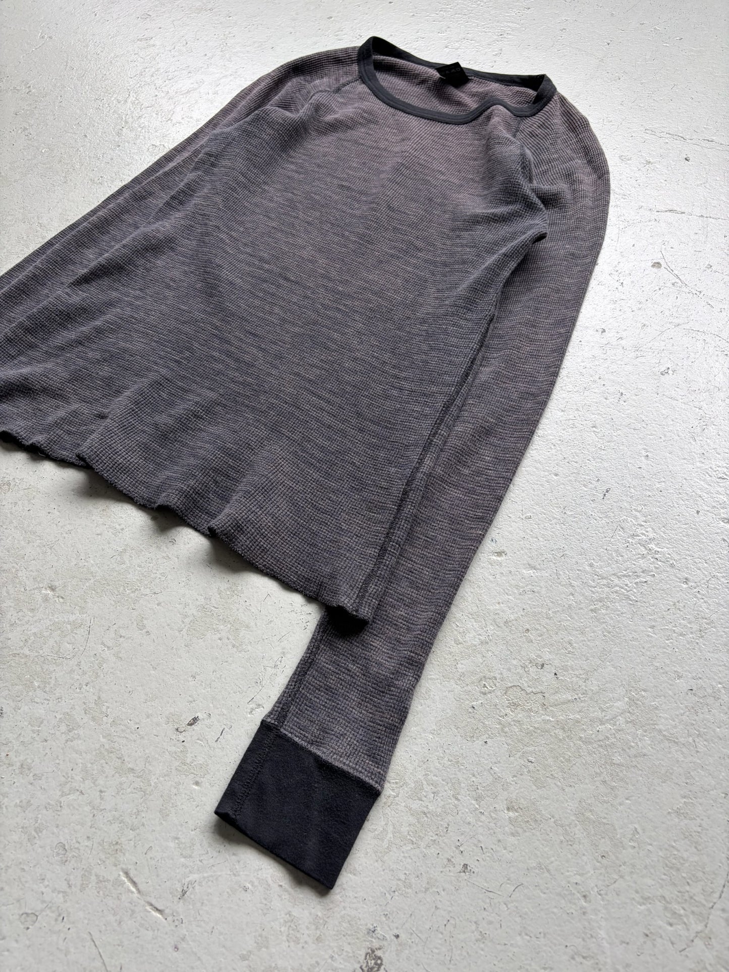 Number (N)ine Static Grey Unhemmed Waffle Long Sleeve Shirt (4)
