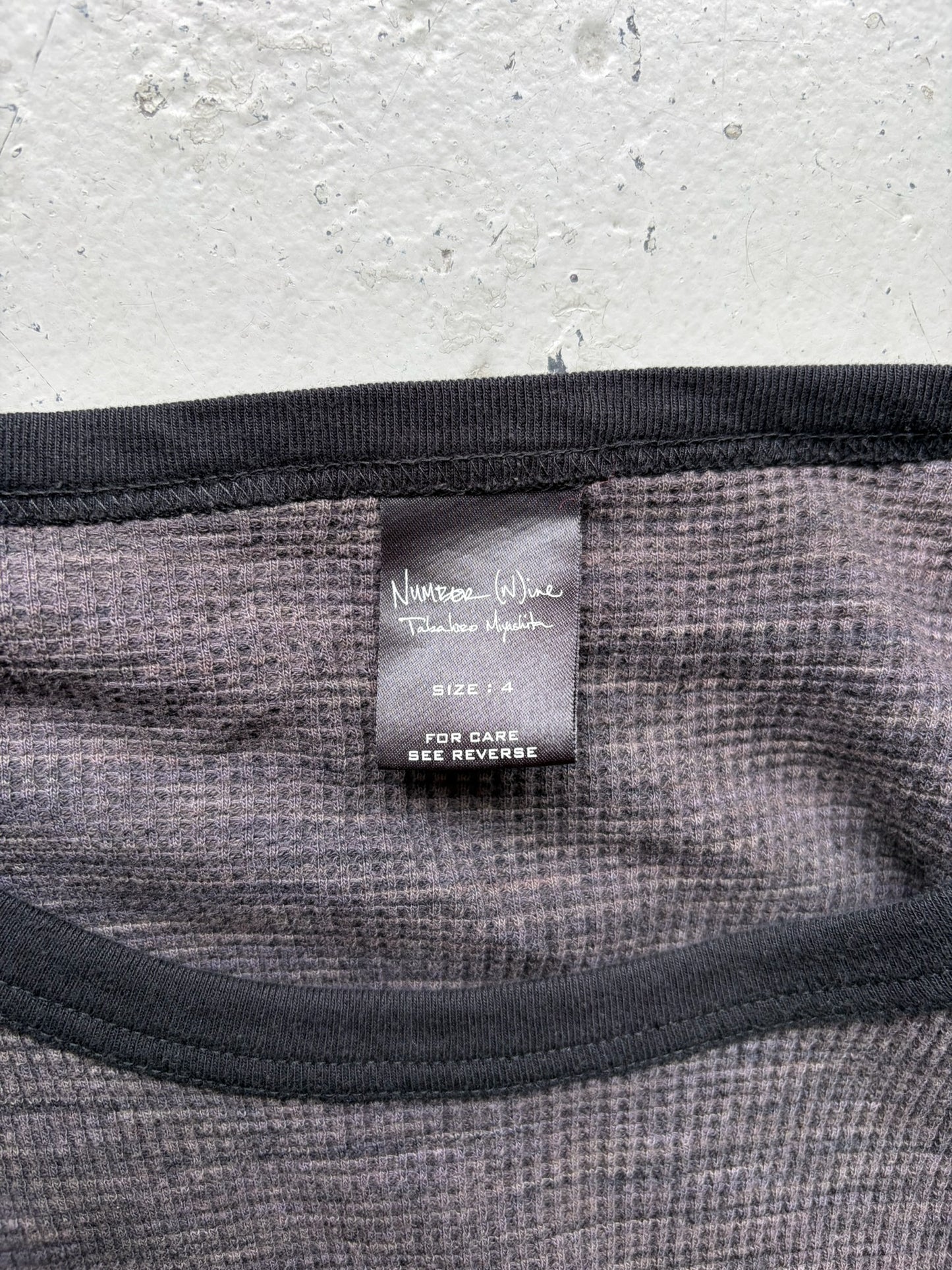 Number (N)ine Static Grey Unhemmed Waffle Long Sleeve Shirt (4)
