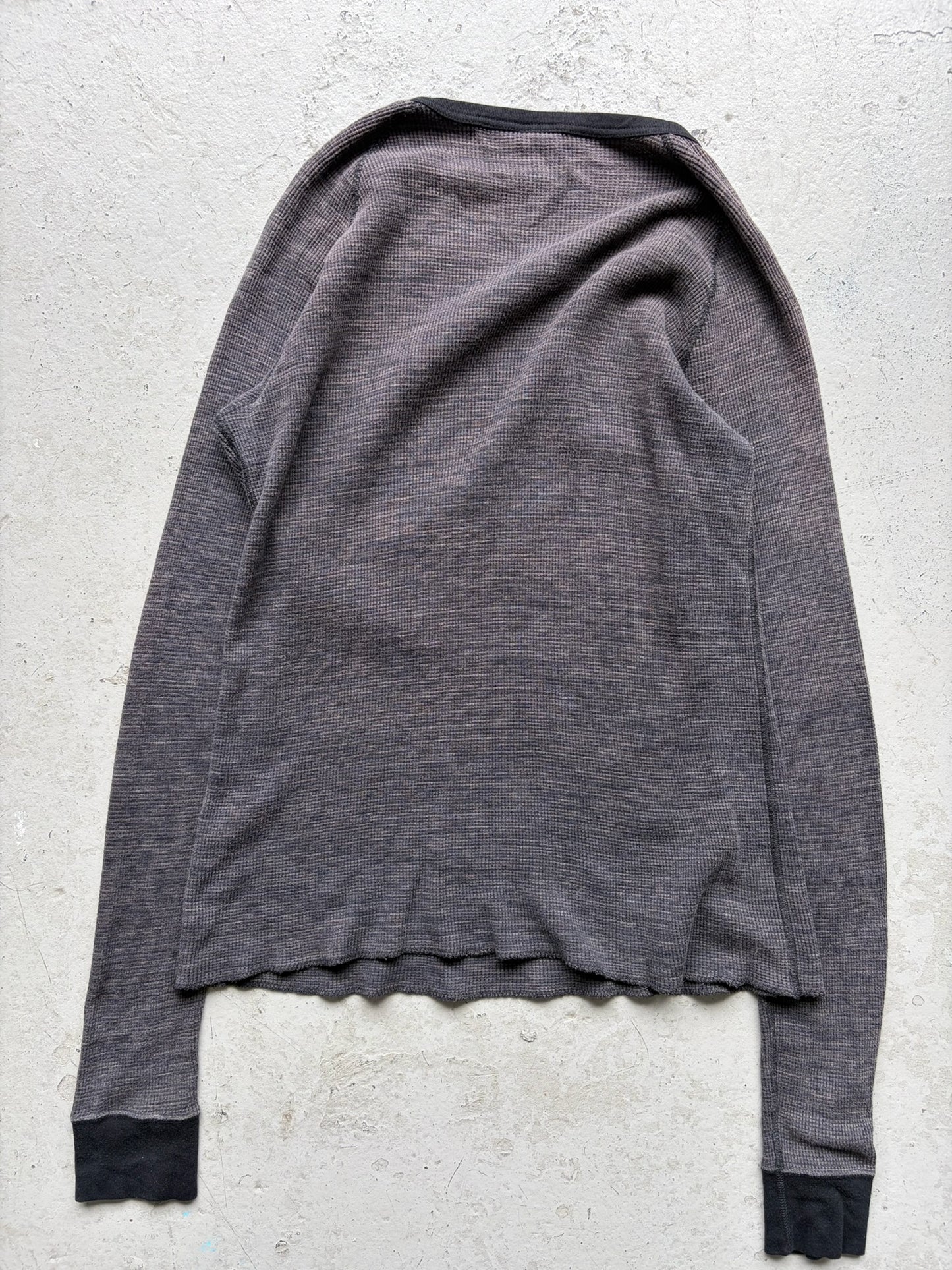 Number (N)ine Static Grey Unhemmed Waffle Long Sleeve Shirt (4)