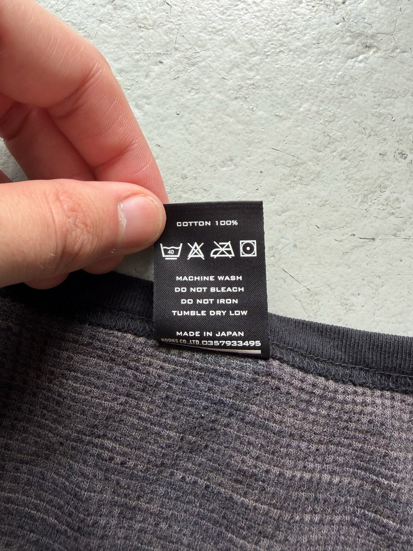 Number (N)ine Static Grey Unhemmed Waffle Long Sleeve Shirt (4)