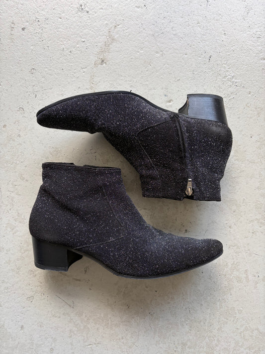 Saint Laurent Paris AW13 Black Glitter Ankle Boots (42.5)