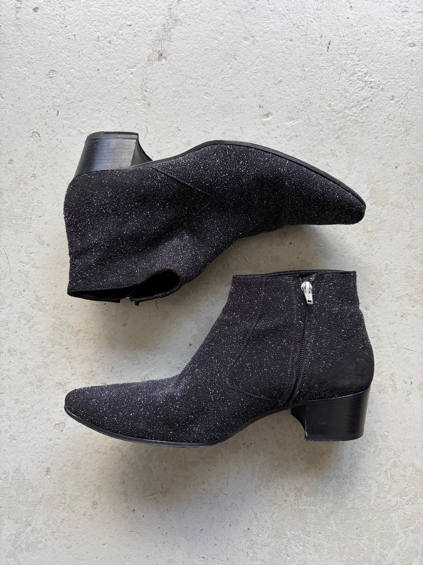 Saint Laurent Paris AW13 Black Glitter Ankle Boots (42.5)