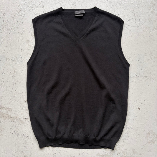 Prada Black Wool Sleeveless V Neck Sweater (48)