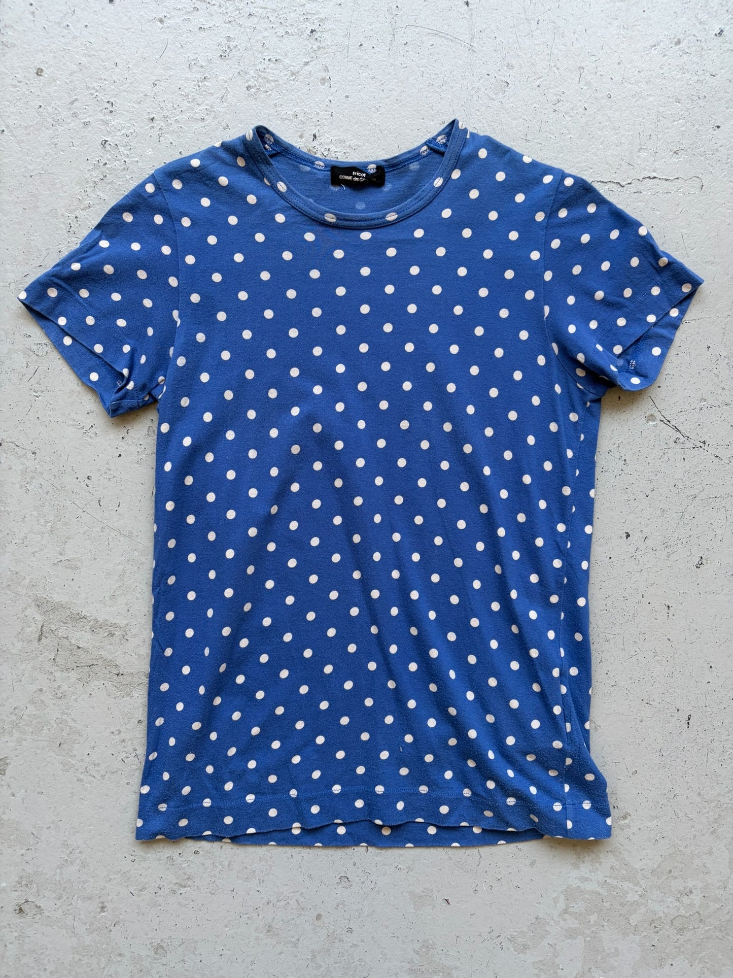 Comme Des Garcons Tricot 2007 Blue Polka Dot Short Sleeve Shirt (M)