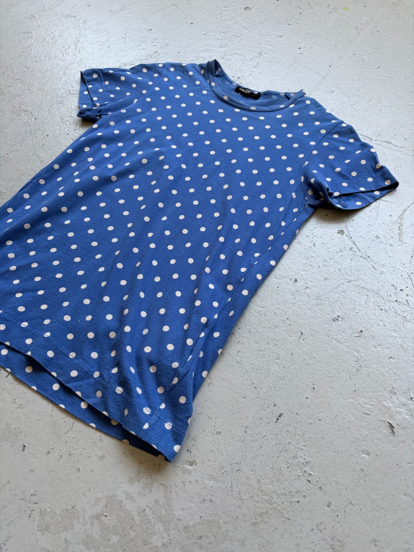 Comme Des Garcons Tricot 2007 Blue Polka Dot Short Sleeve Shirt (M)