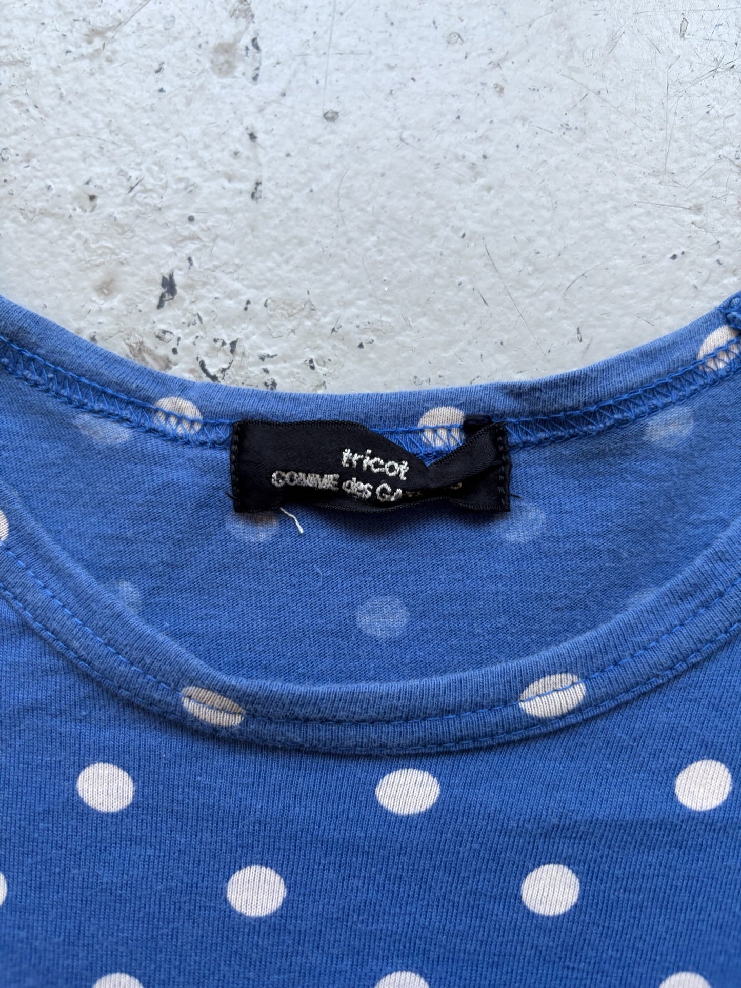 Comme Des Garcons Tricot 2007 Blue Polka Dot Short Sleeve Shirt (M)
