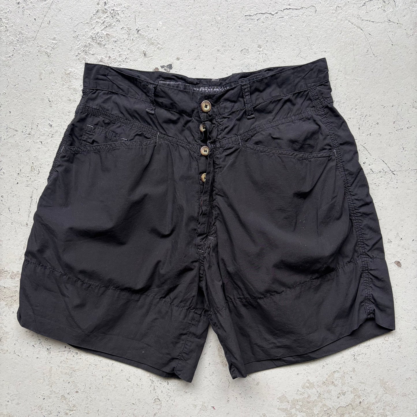 Marithe Francois Girbaud Black Button Fly Cargo Shorts (28)
