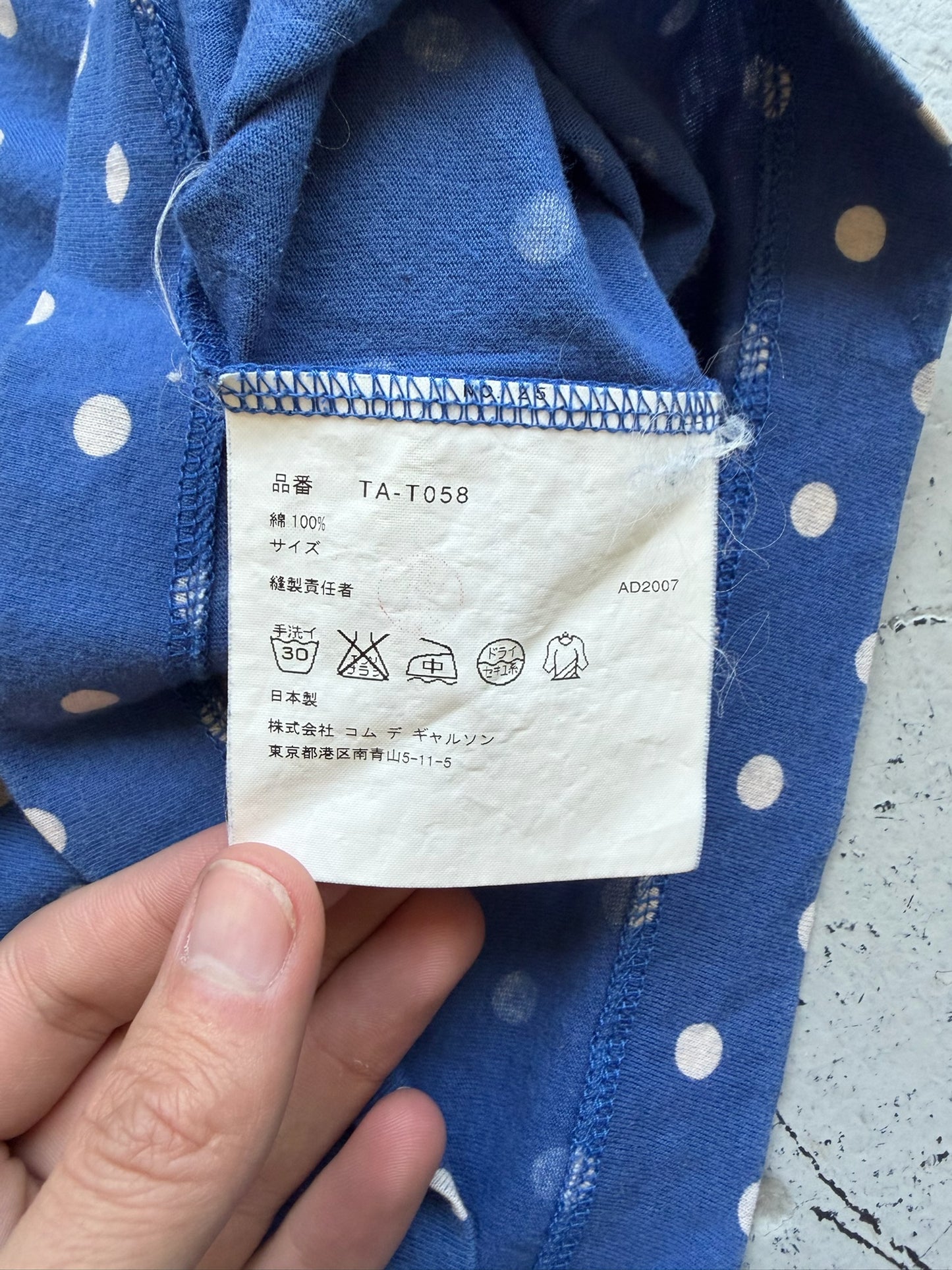 Comme Des Garcons Tricot 2007 Blue Polka Dot Short Sleeve Shirt (M)