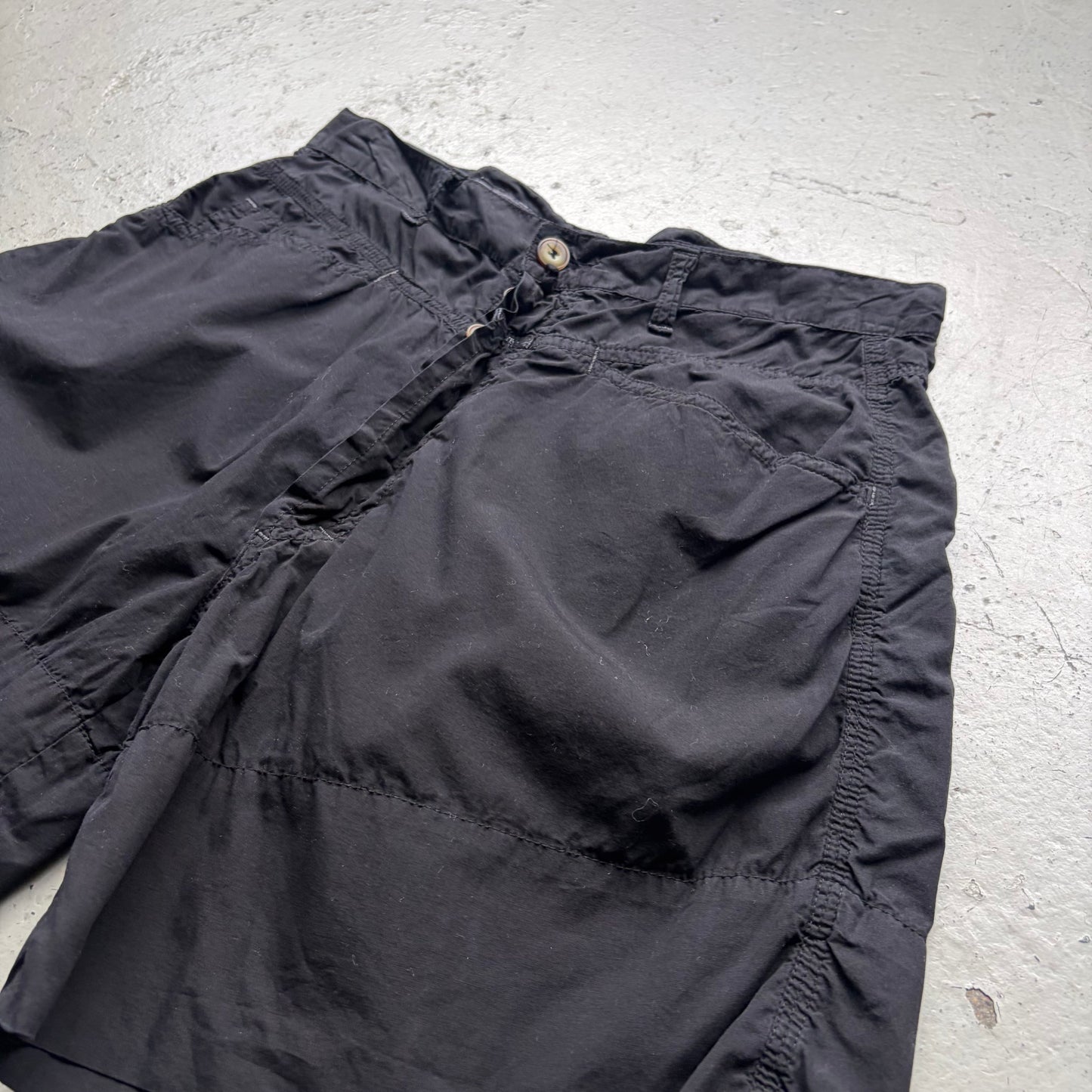 Marithe Francois Girbaud Black Button Fly Cargo Shorts (28)