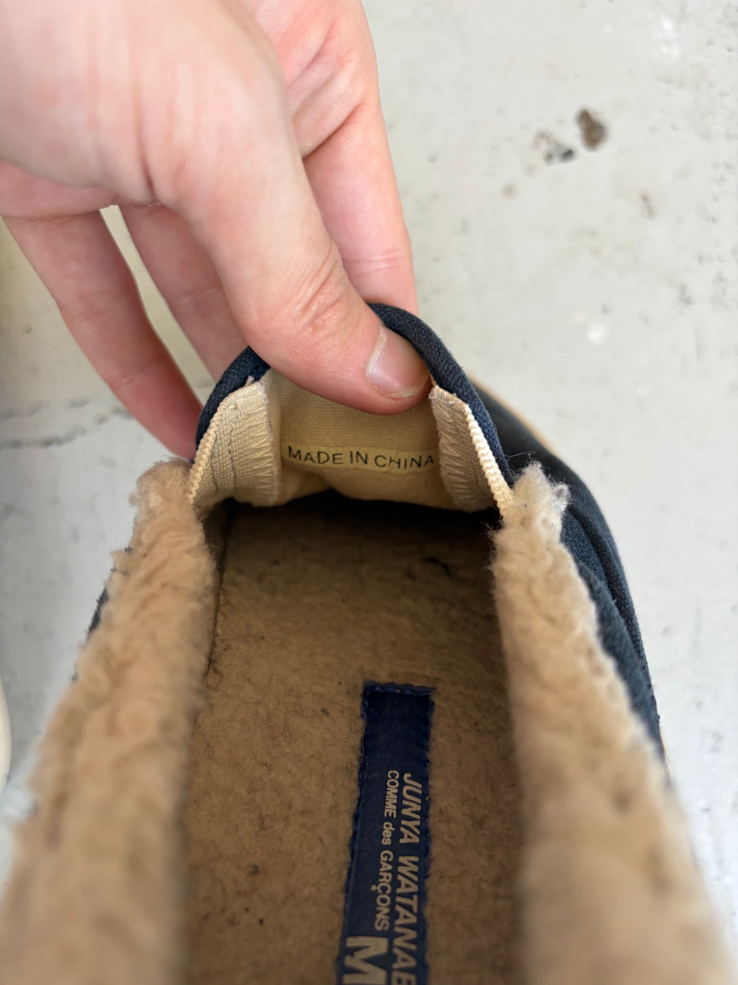 Junya Watanabe Grey Fur Lined Slip On Sneakers (9)