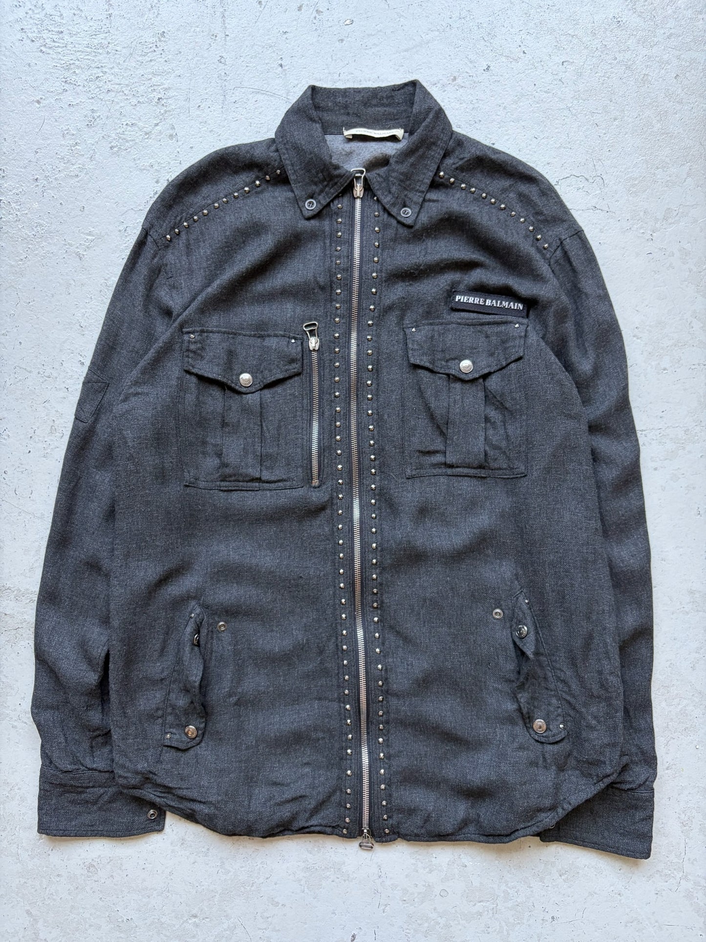 Pierre Balmain Studded Grey Zip Up (32)