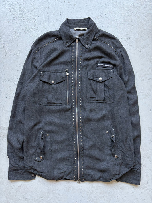 Pierre Balmain Studded Grey Zip Up (32)
