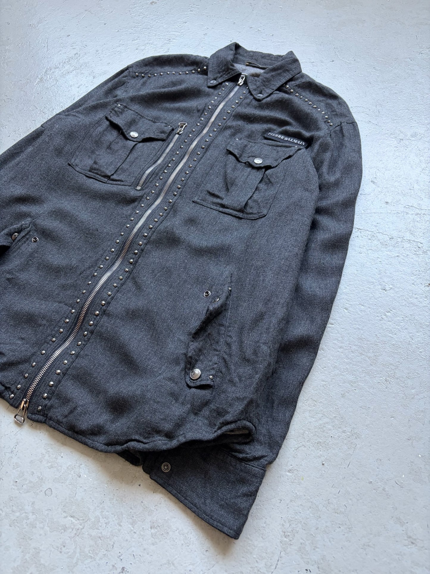 Pierre Balmain Studded Grey Zip Up (32)