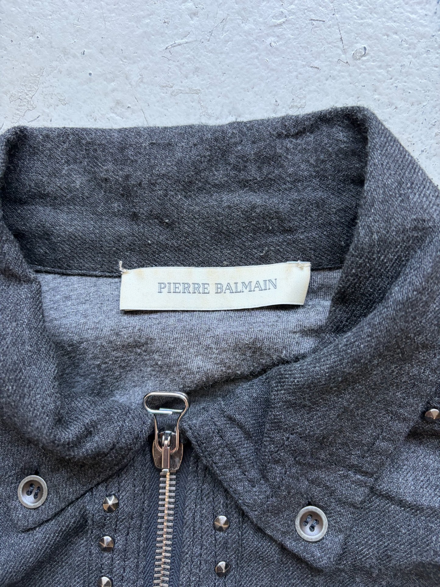 Pierre Balmain Studded Grey Zip Up (32)