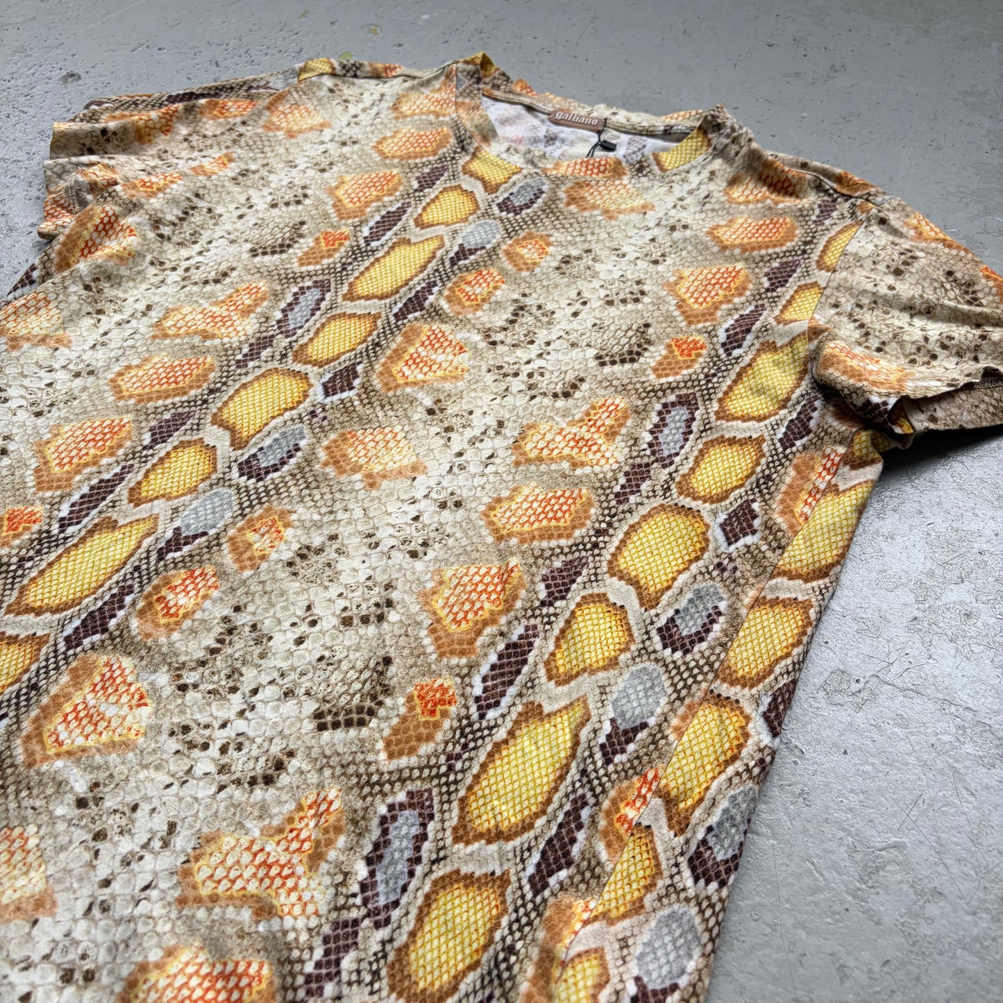 John Galliano Snake Skin Short Sleeve Shirt (L)