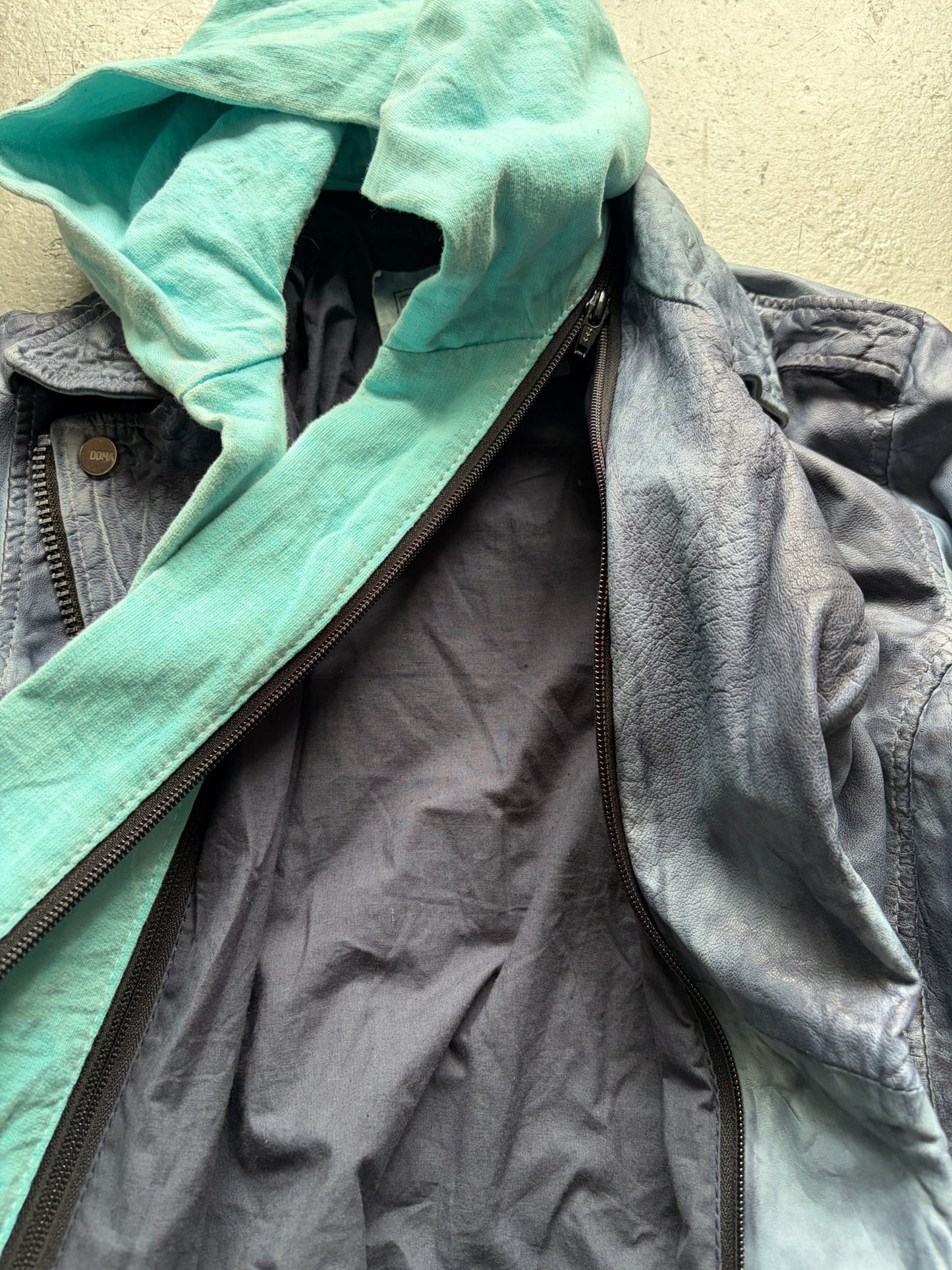 Doma Purple Leather Jacket With Detachable Hood (S)