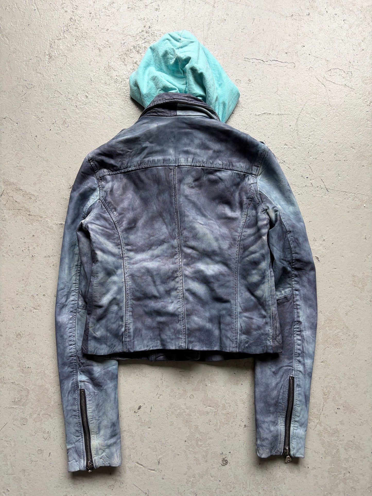 Doma Purple Leather Jacket With Detachable Hood (S)
