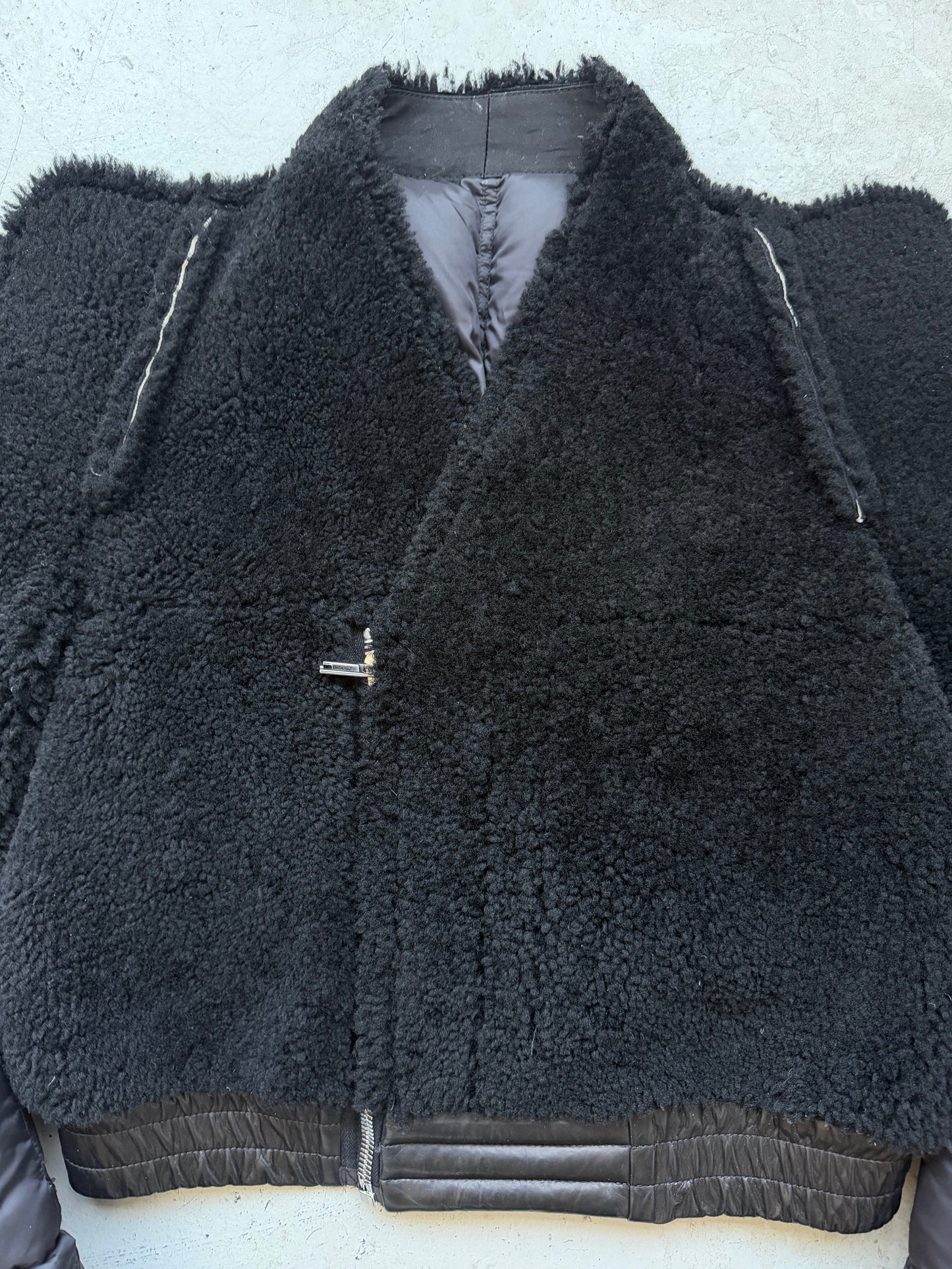 Rick Owens FW19 LARRY Runway Cropped Zionic Shearling Down Jacket (44)