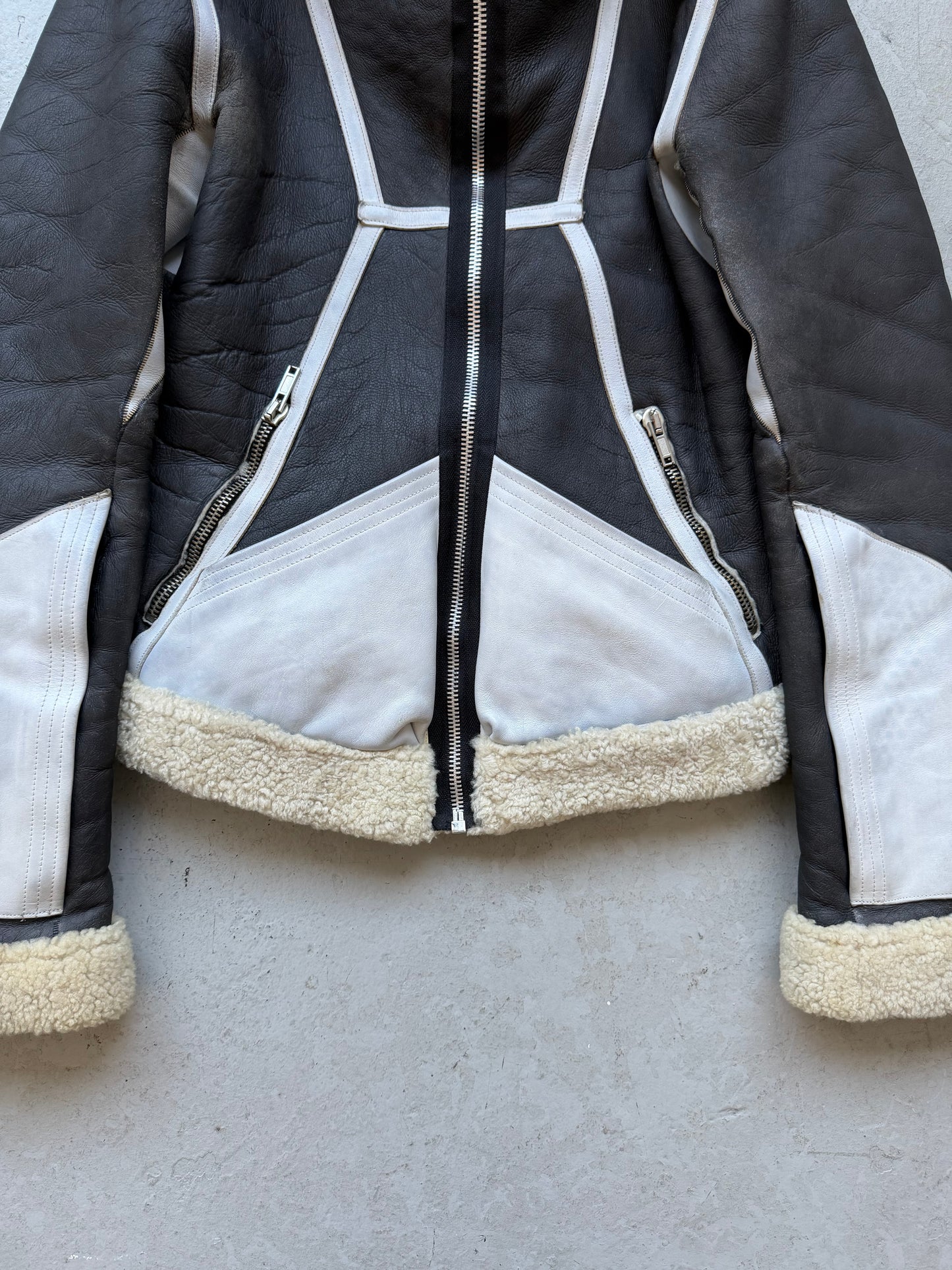 Rick Owens FW08 STAG Black & White Geo Shearling Jacket (S)
