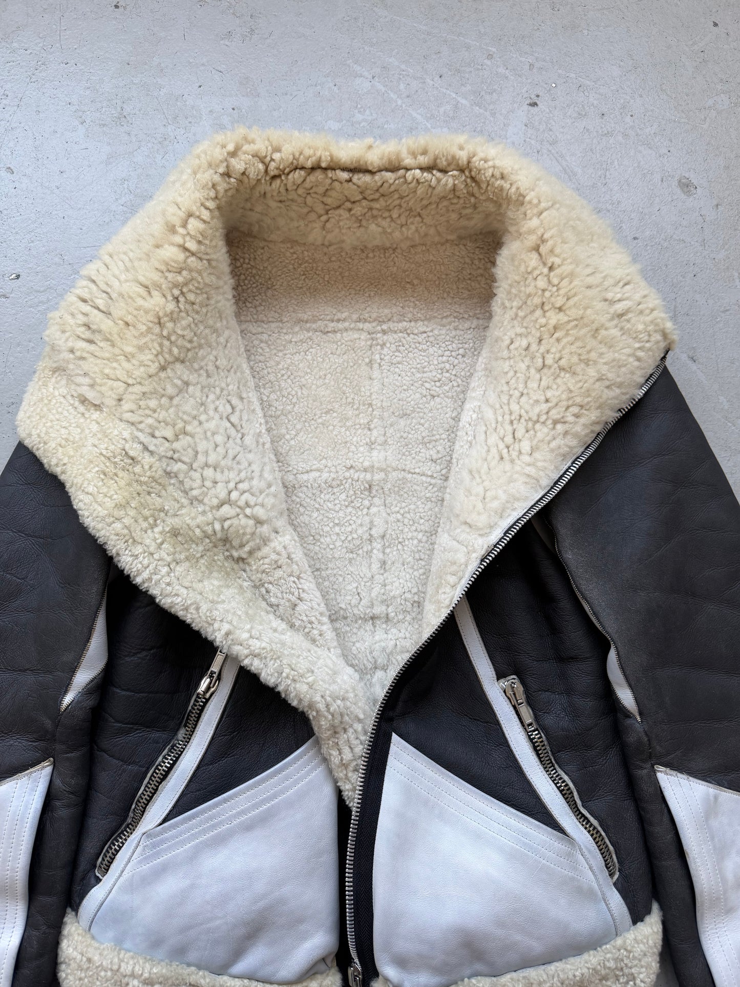 Rick Owens FW08 STAG Black & White Geo Shearling Jacket (S)