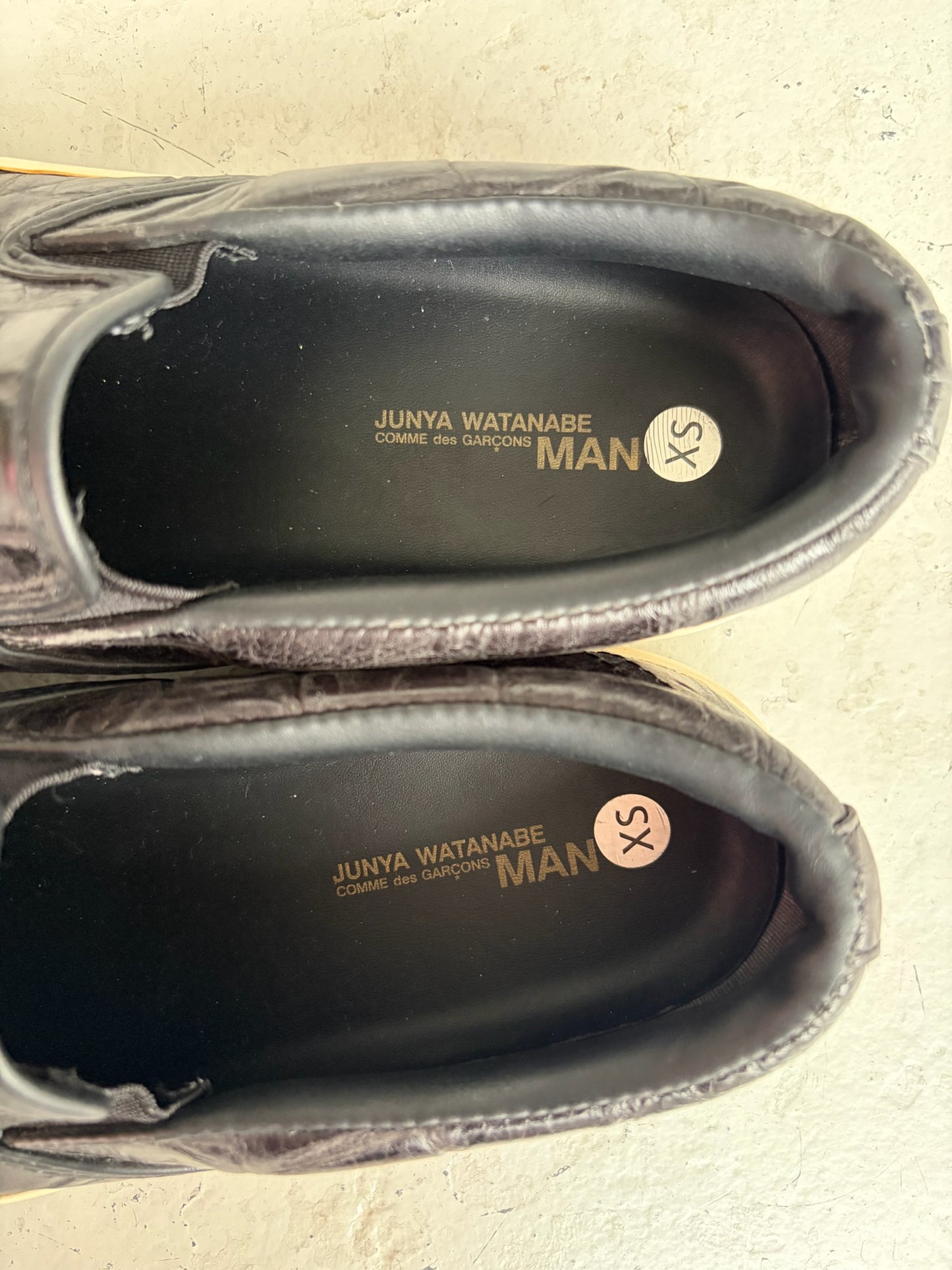Junya Watanabe x Comme Des Garcons Leather Slip On Sneakers (XS)