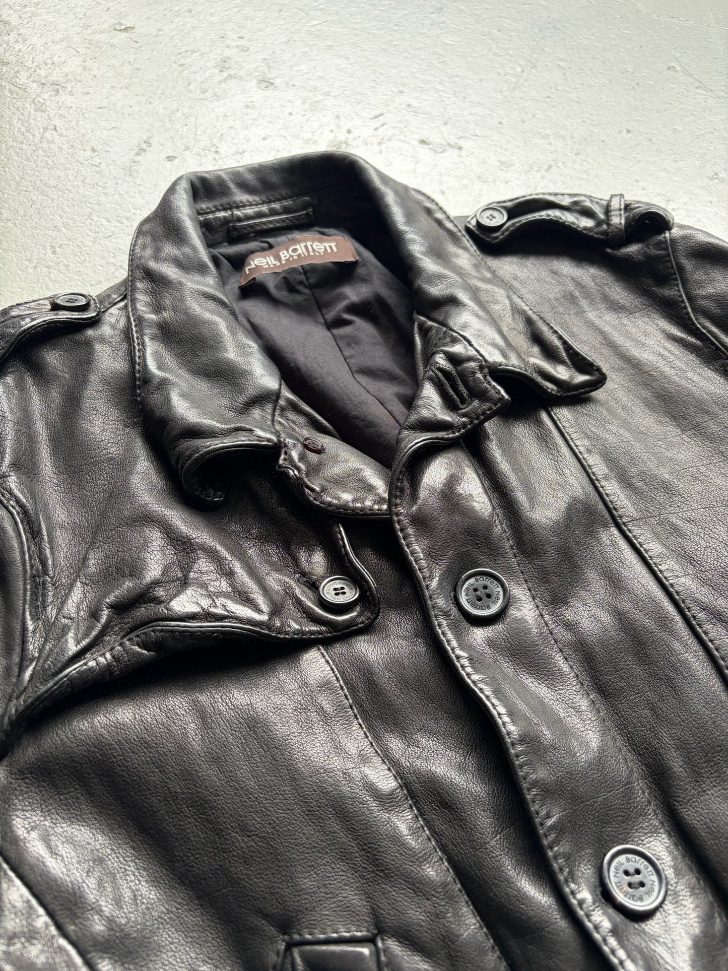 Neil Barrett Leather Trench Coat (XS)