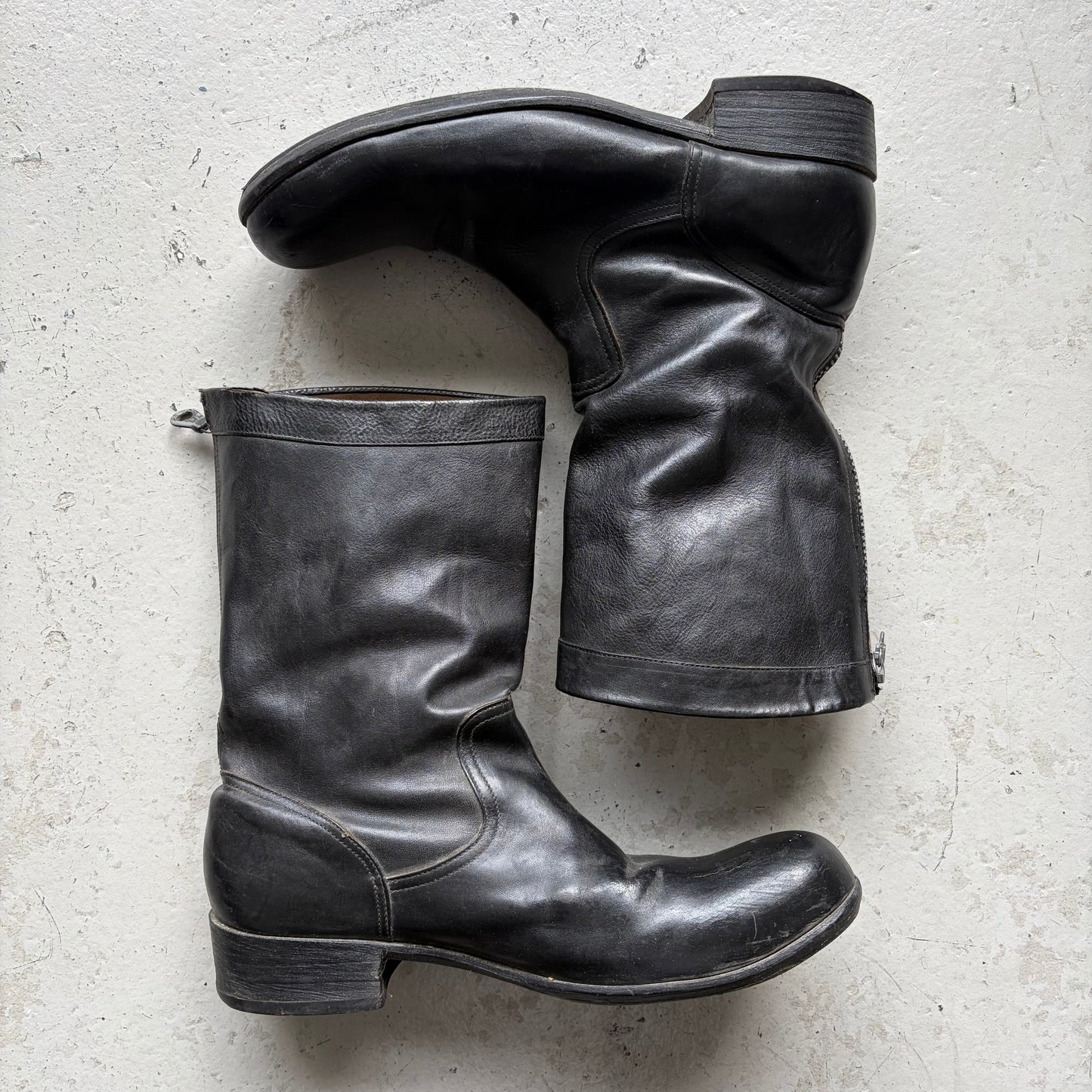 Attatchment Calfskin Back Zip Black Boots (10)