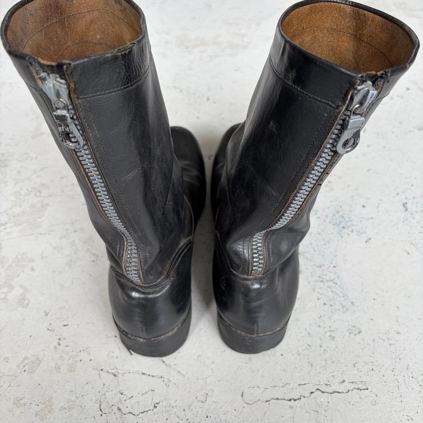 Attatchment Calfskin Back Zip Black Boots (10)