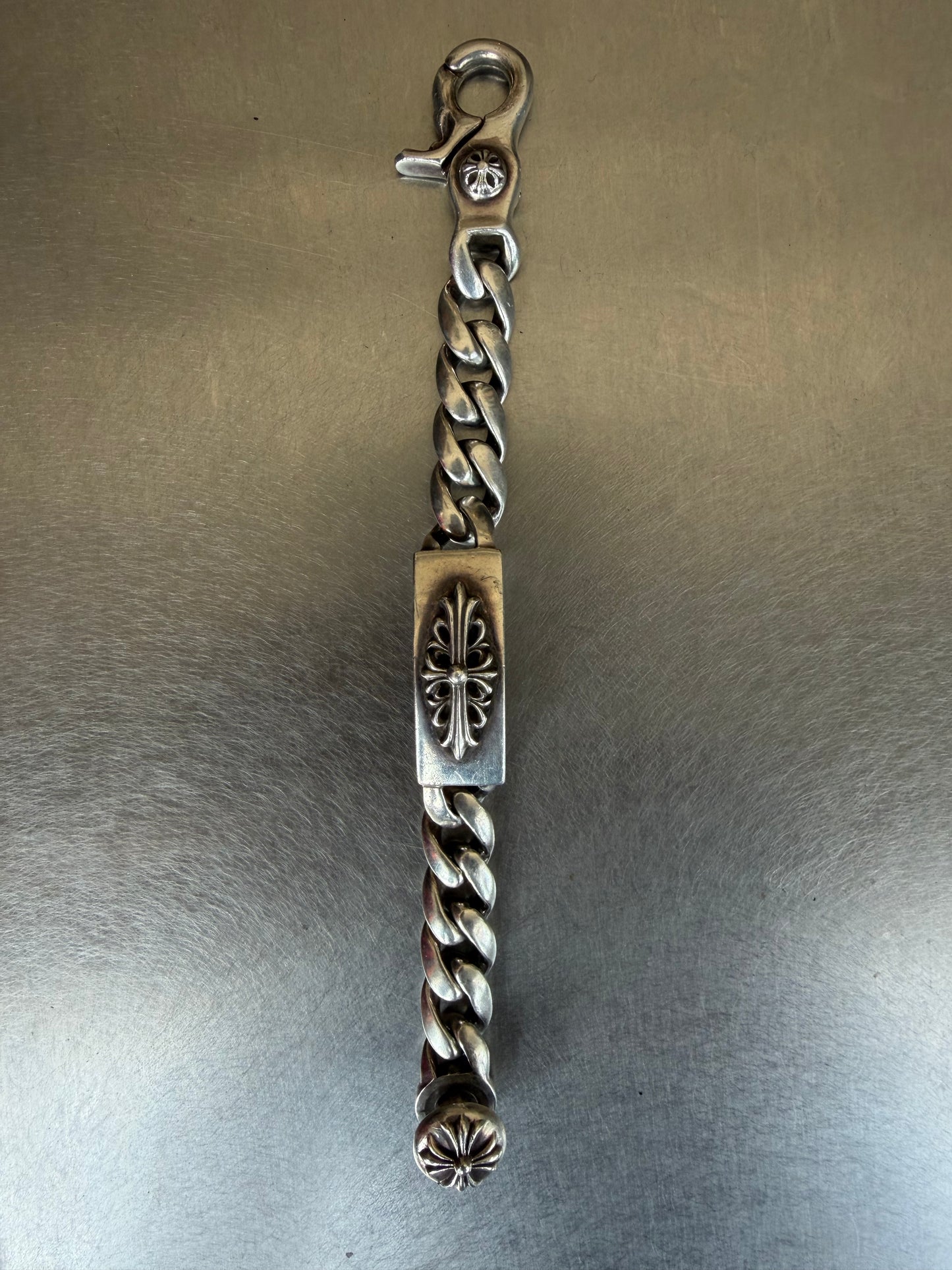 Chrome Hearts Floral Cross ID Lobster Claw Bracelet (OS)