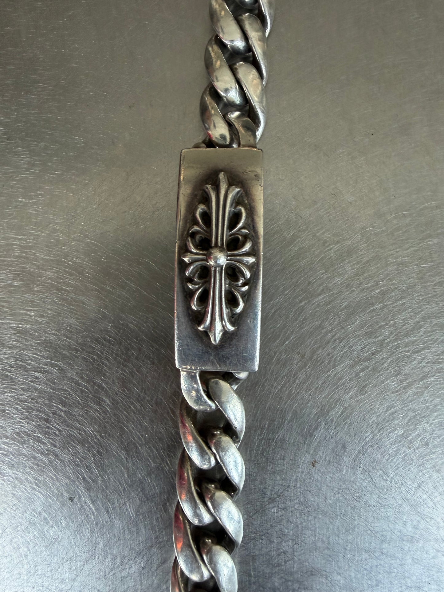 Chrome Hearts Floral Cross ID Lobster Claw Bracelet (OS)