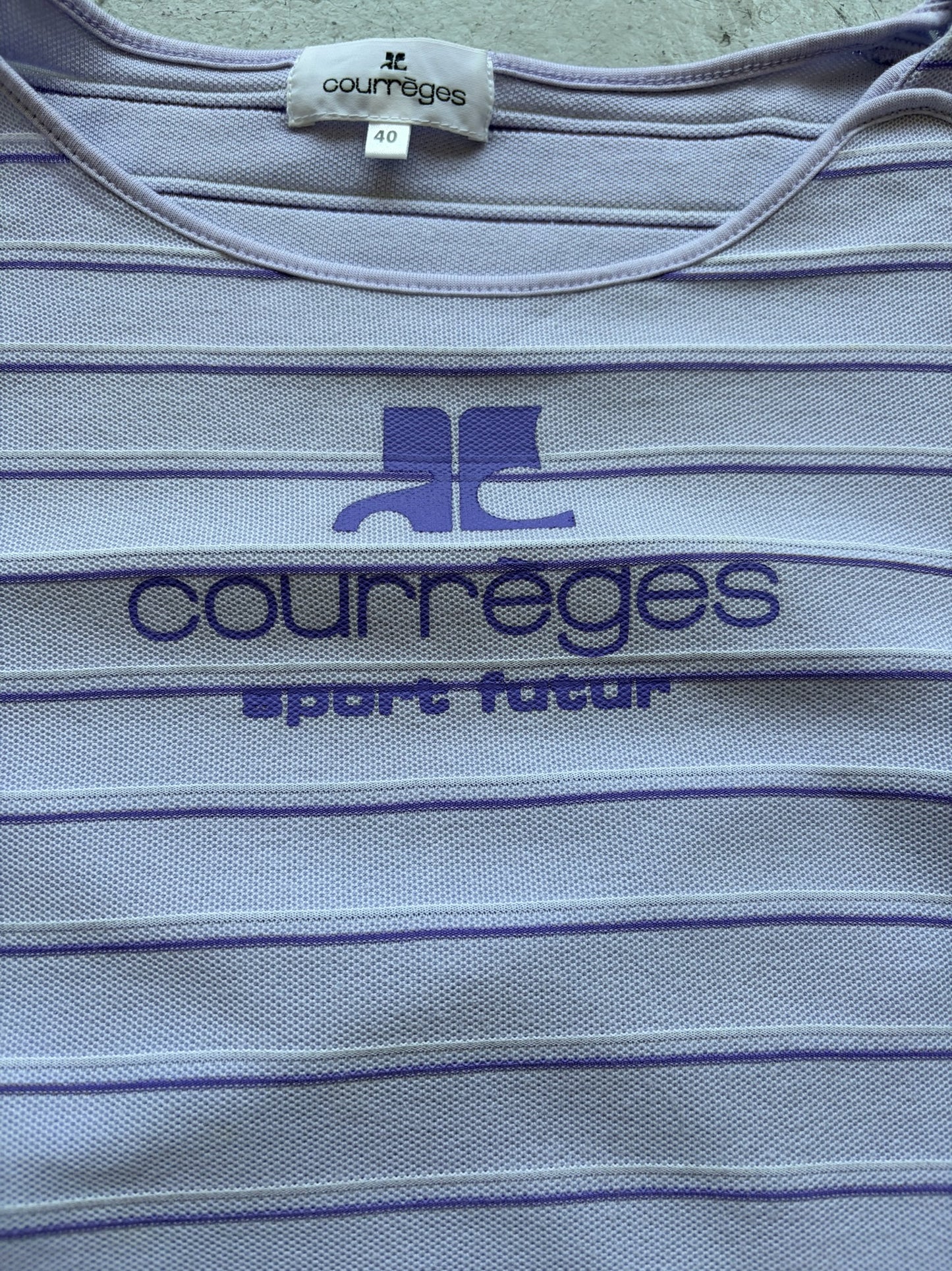 Courreges Purple Striped Short Sleeve Shirt (40)