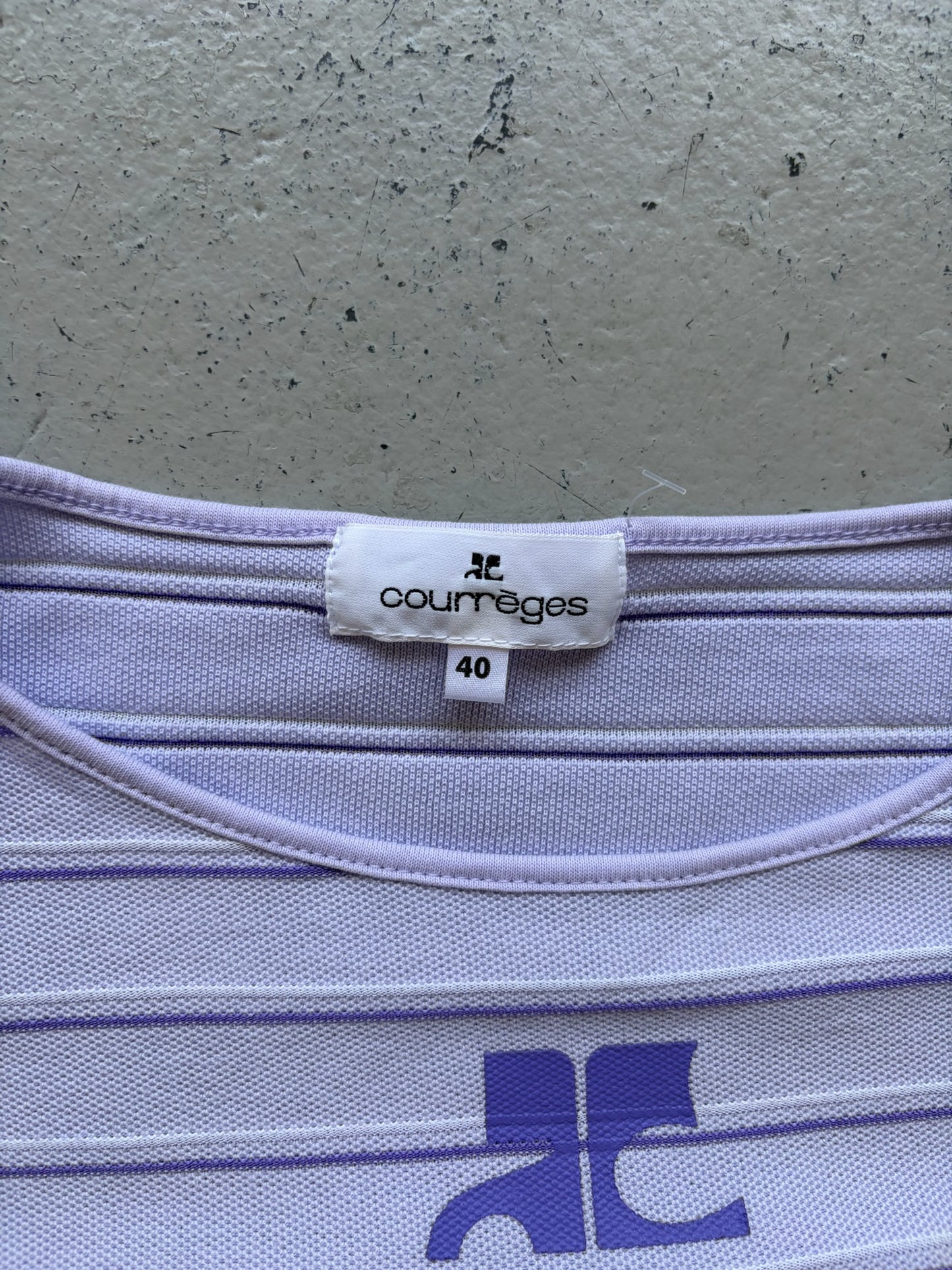 Courreges Purple Striped Short Sleeve Shirt (40)
