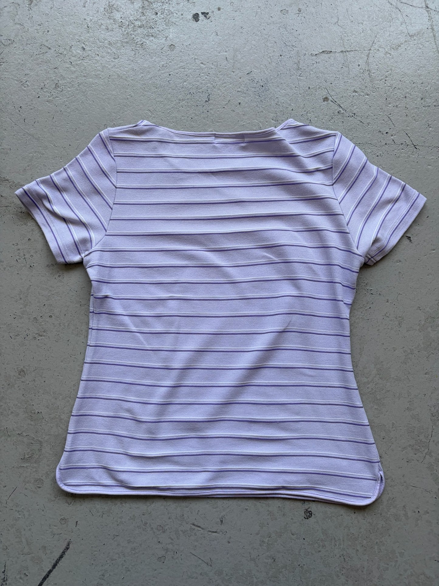 Courreges Purple Striped Short Sleeve Shirt (40)