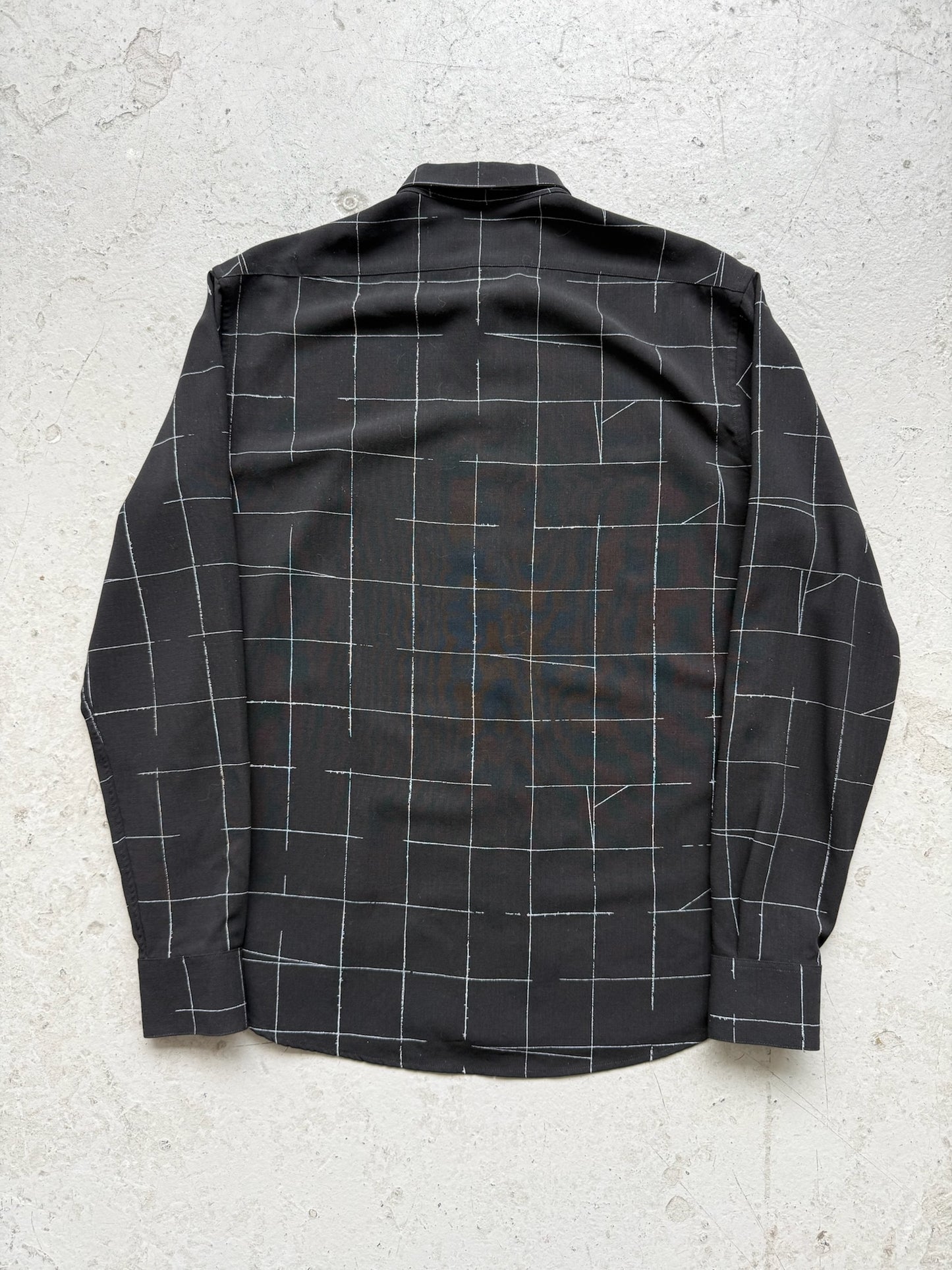 Saint Laurent Paris Black Geometric Silk Button Up Shirt (M)