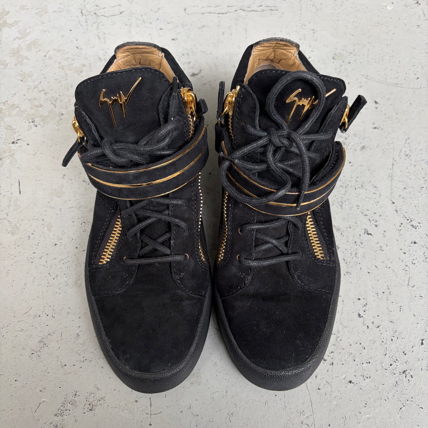 Giuseppe Zanotti Gold Edge Strap Sneakers (40)
