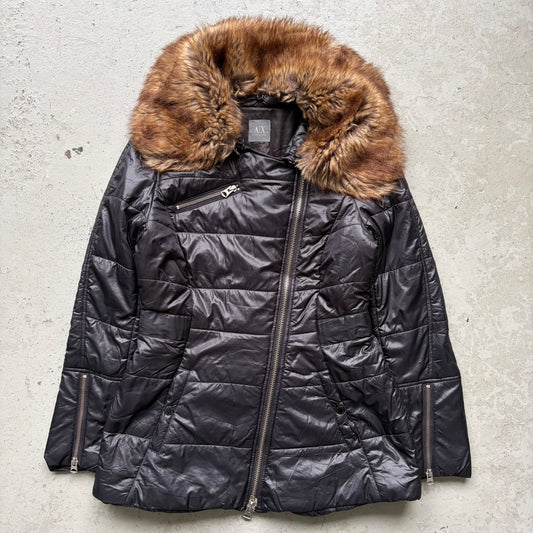 Armani Exchange 09 Sample Removable Fur Collar Black Jacket (L)