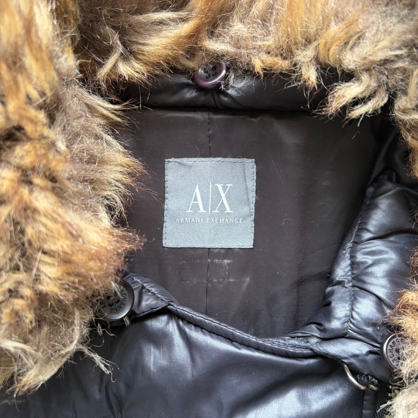 Armani Exchange 09 Sample Removable Fur Collar Black Jacket (L)